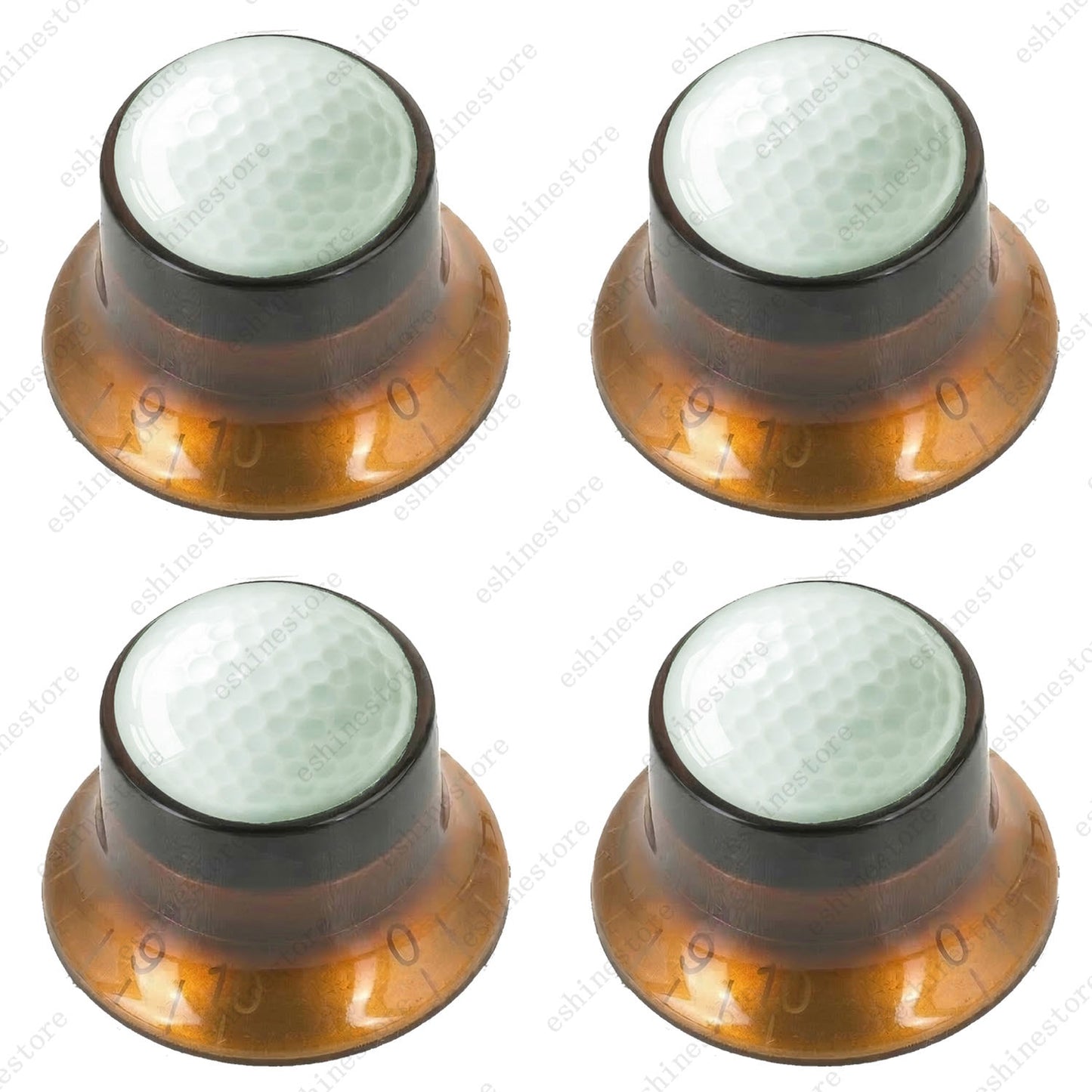 Electric Guitar Reflector Knobs w/ Golf Design Cap Top Hat Knobs for Les Paul SG