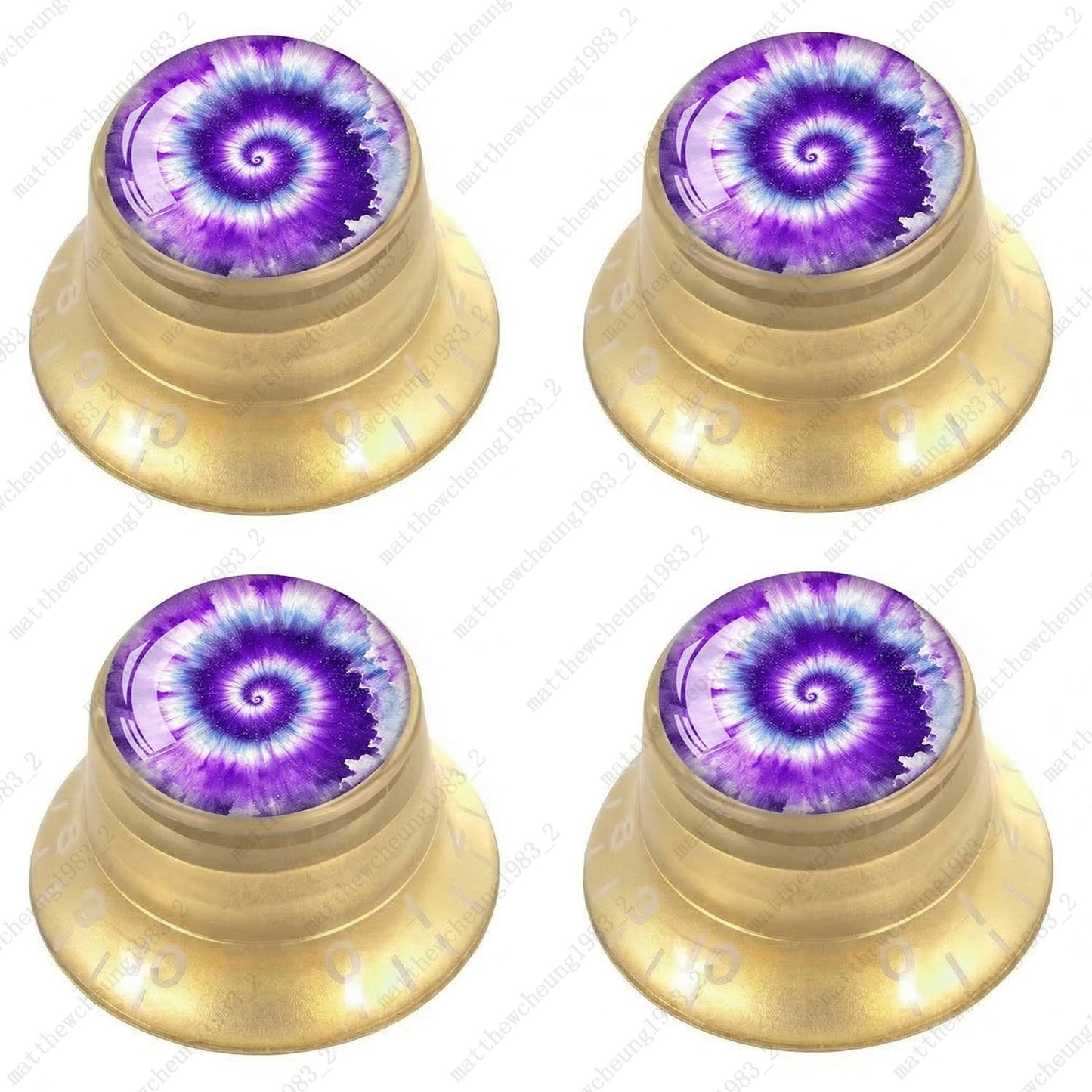4Pcs Gold Guitar Reflector Knob For Les Paul SG -10 Spiral Tie Dye Style Option