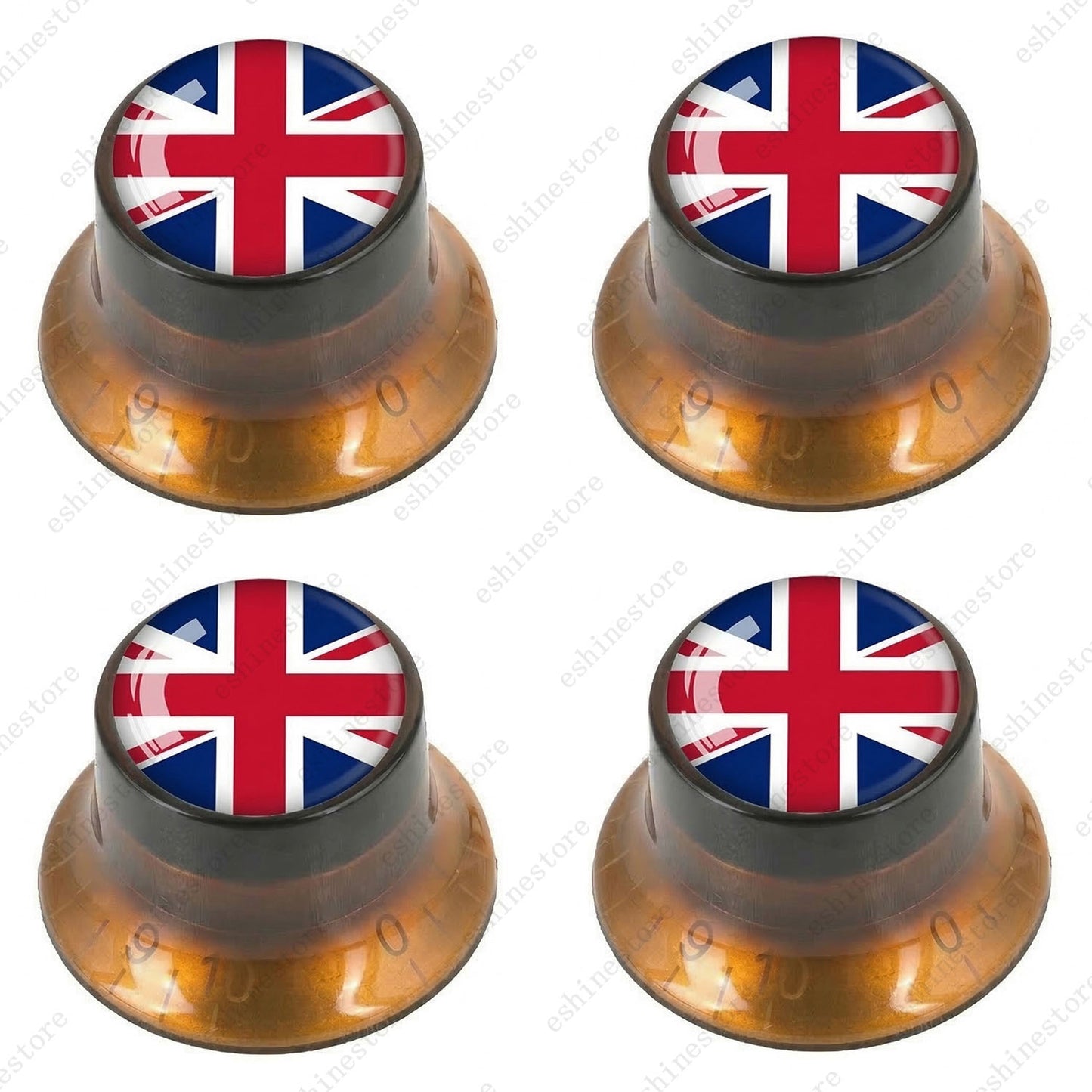 Guitar Reflector Knobs w/ British Flag Design Cap Top Hat Knobs for Les Paul SG