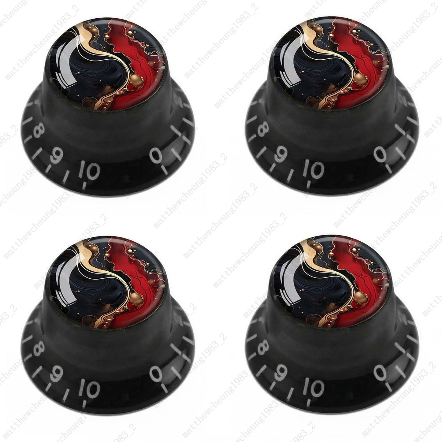4Pcs Black Guitar Reflector Knobs For Les Paul SG -10 Abstract Art Style Options