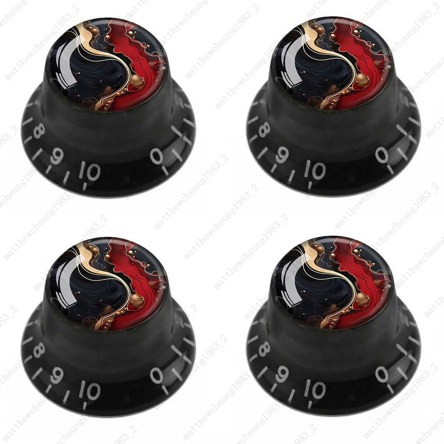 4Pcs Black Guitar Reflector Knobs For Les Paul SG -10 Abstract Art Style Options