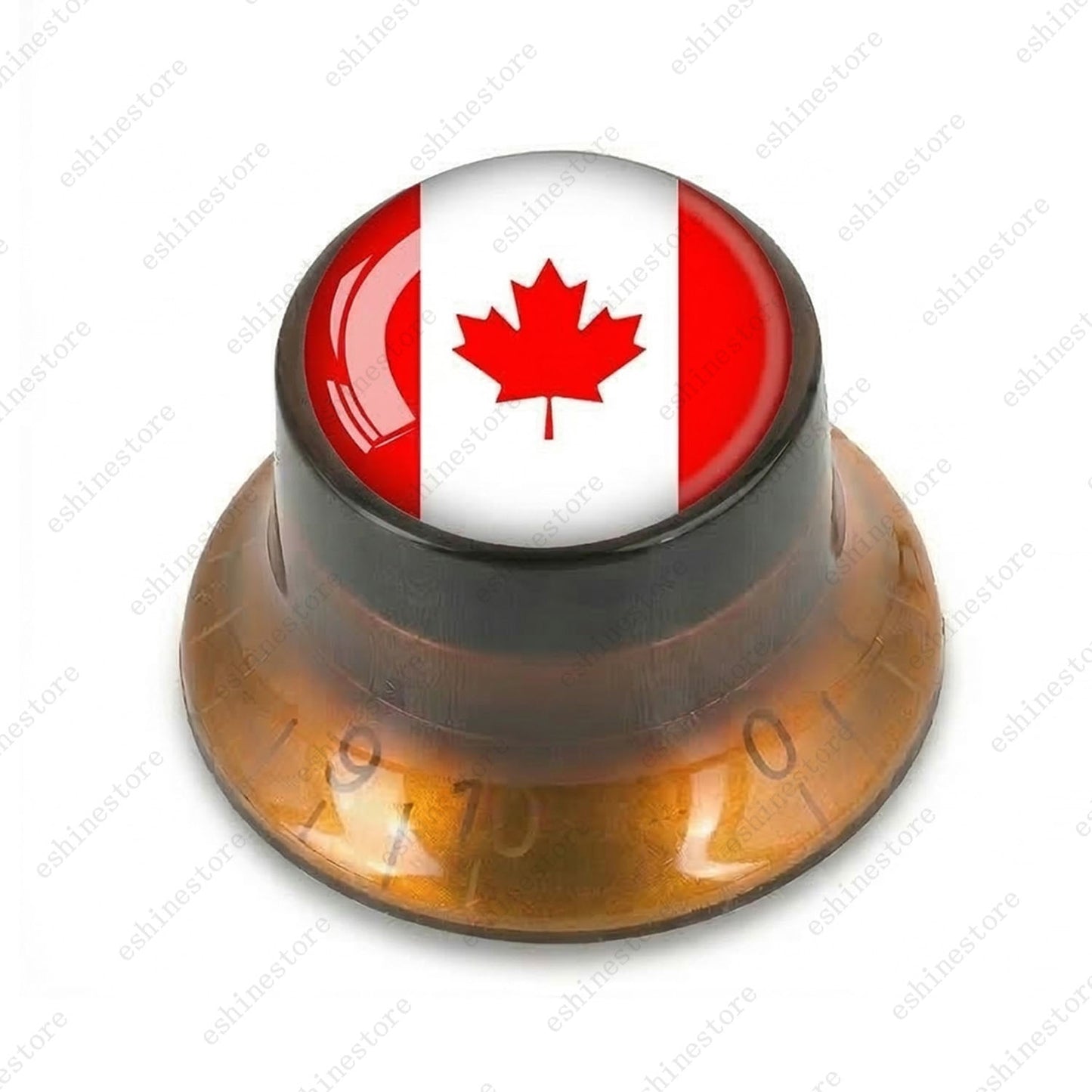 Guitar Reflector Knobs w/ Canada Flag Design Cap Top Hat Knobs for Les Paul SG