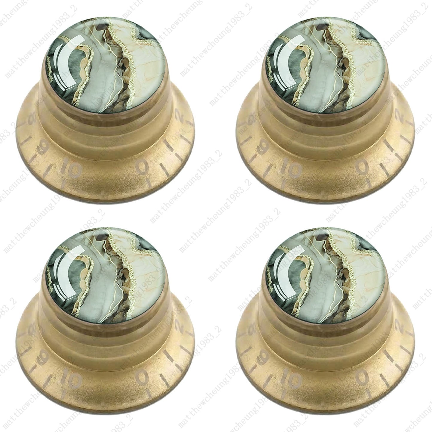 4Pcs Gold Guitar Reflector Knob For Les Paul SG -10 Marble Texture Style Options