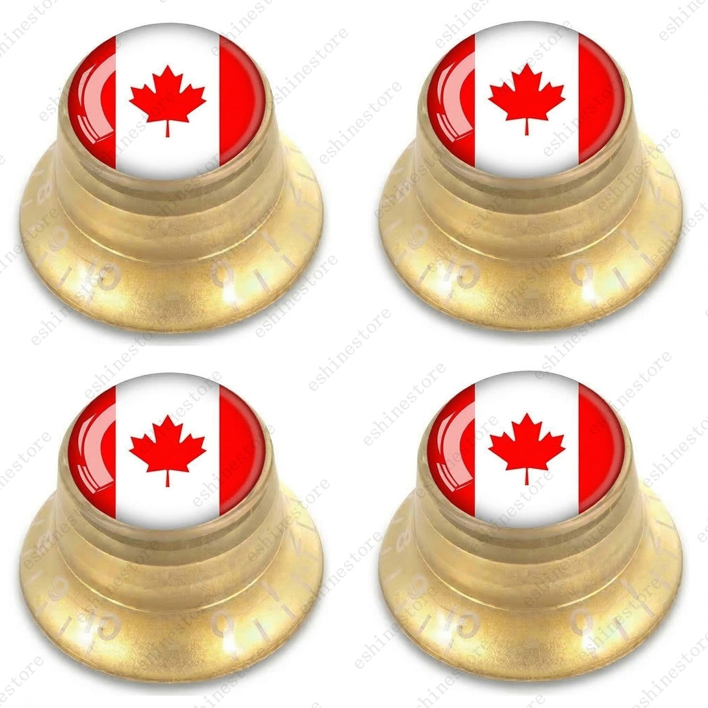 Guitar Reflector Knobs w/ Canada Flag Design Cap Top Hat Knobs for Les Paul SG