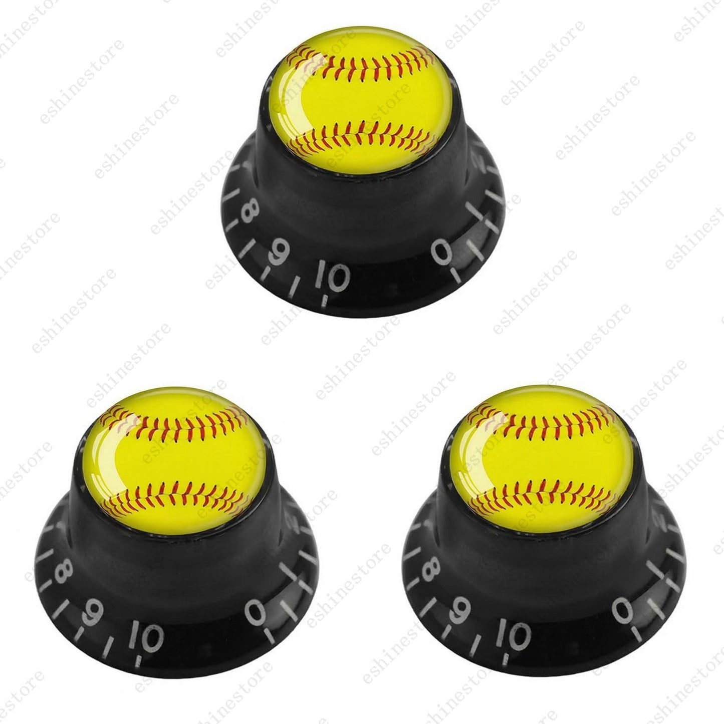 Guitar Reflector Knob w/ Yellow Baseball Design Cap Top Hat Knob for Les Paul SG