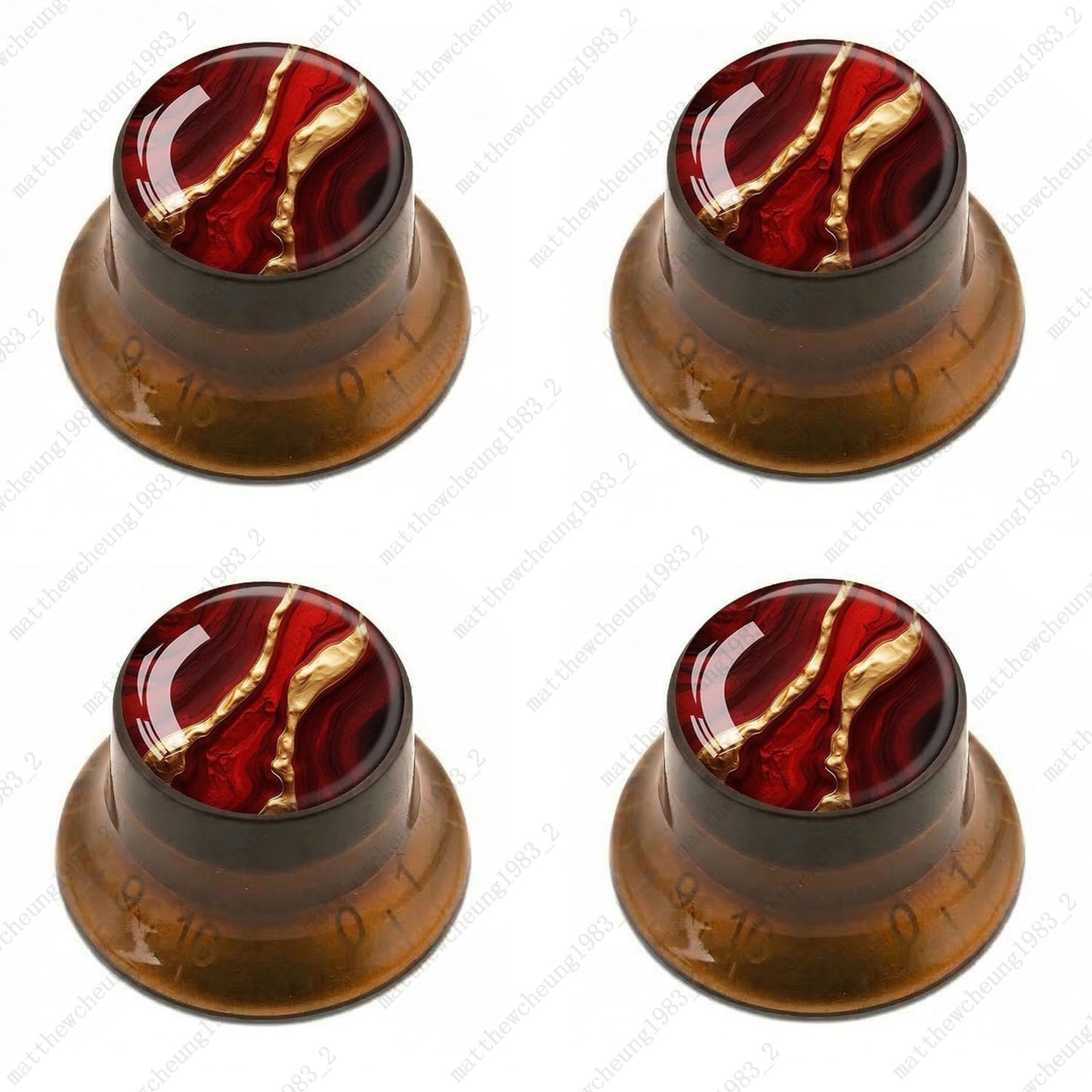 4Pcs Amber Guitar Reflector Knobs For Les Paul SG -10 Abstract Art Style Options