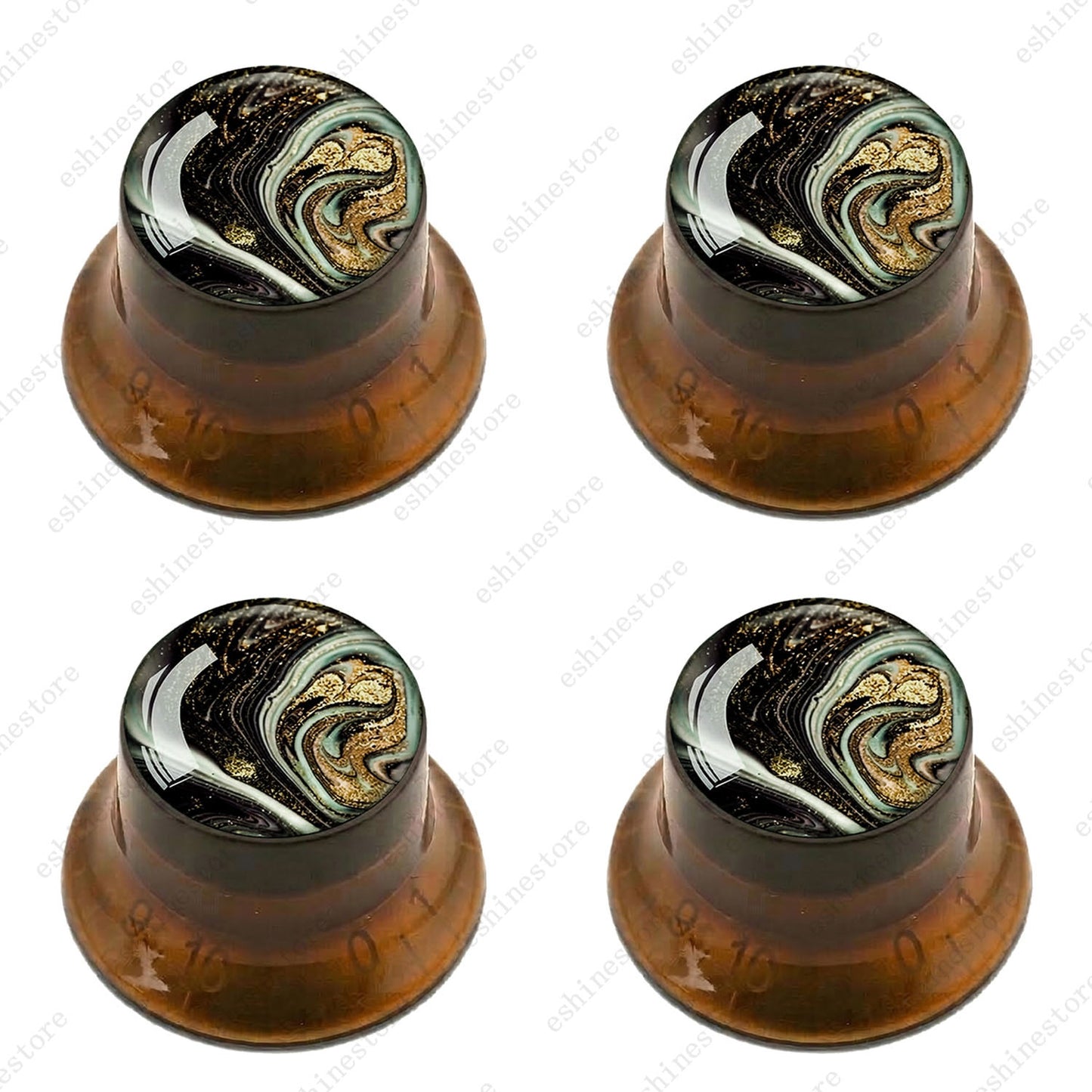 Guitar Reflector Knobs with Marble Texture Cap Top Hat Knob for Les Paul SG - 06