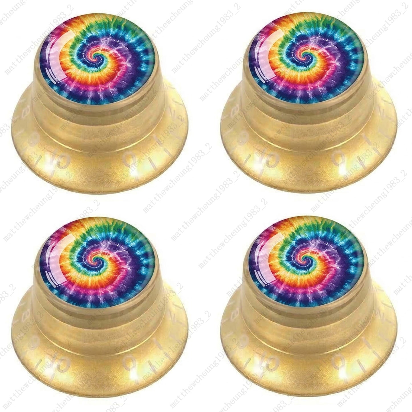 4Pcs Gold Guitar Reflector Knob For Les Paul SG -10 Spiral Tie Dye Style Option