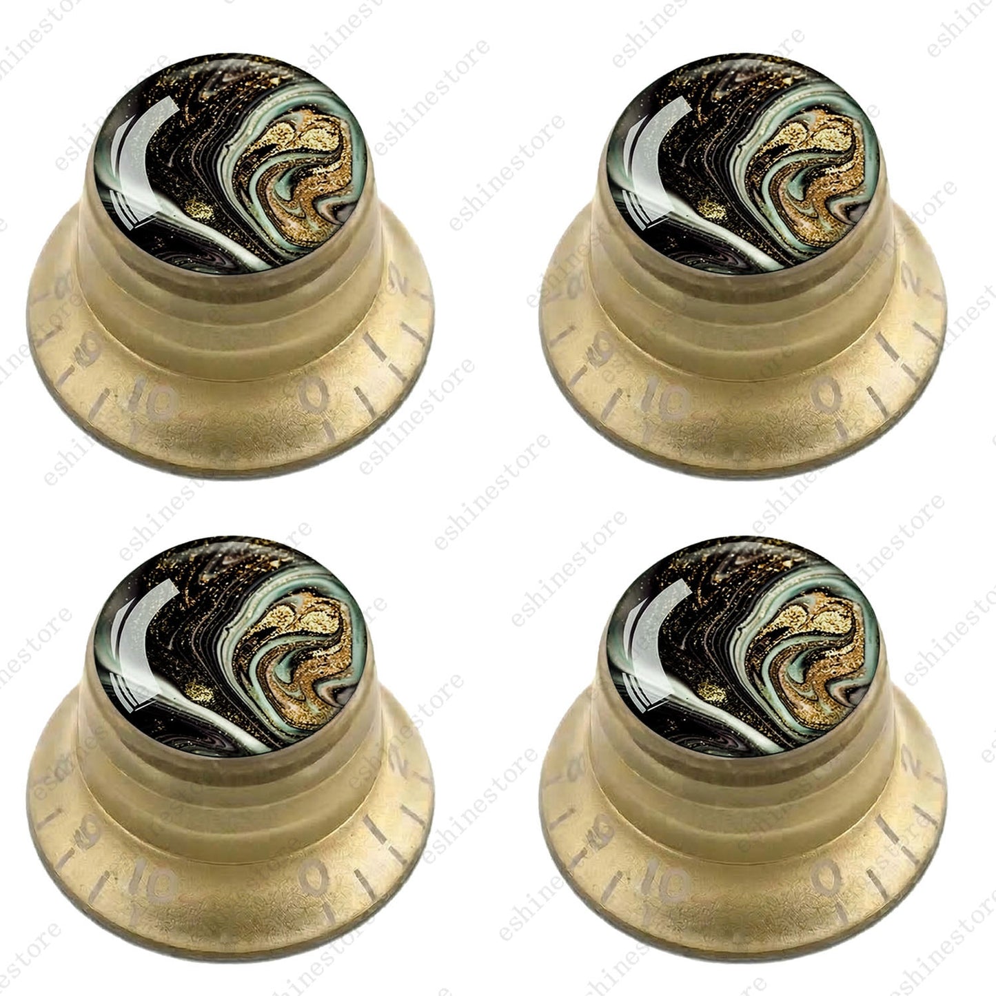 Guitar Reflector Knobs with Marble Texture Cap Top Hat Knob for Les Paul SG - 06