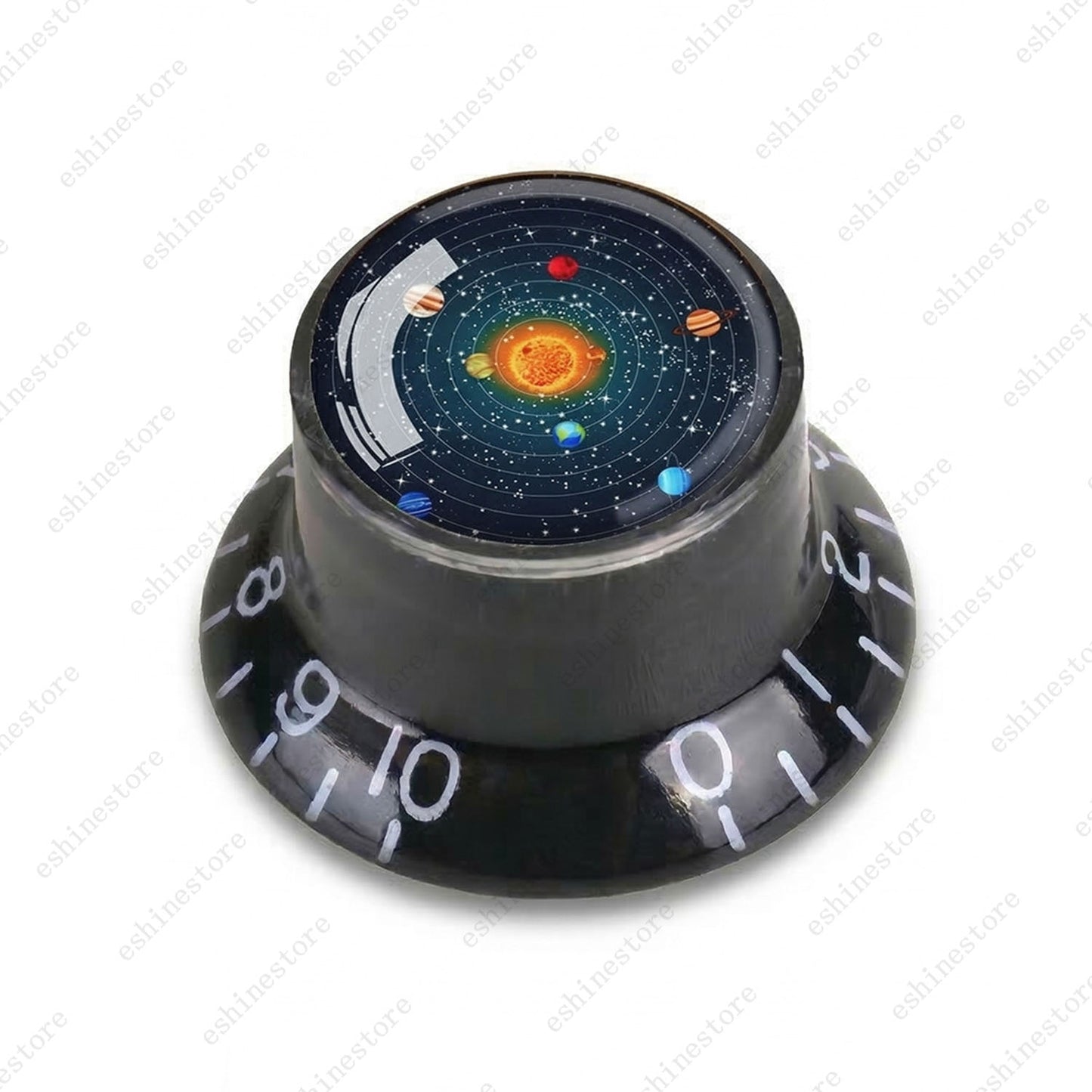 Guitar Reflector Knobs w/ Solar System Design Cap Top Hat Knobs for Les Paul SG