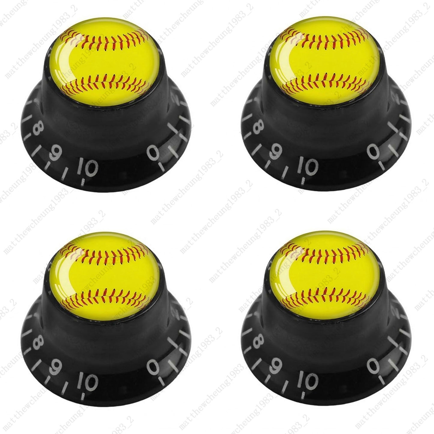 4Pcs Black Guitar Reflector Knobs For Les Paul SG  - 10 Ball Styles Available