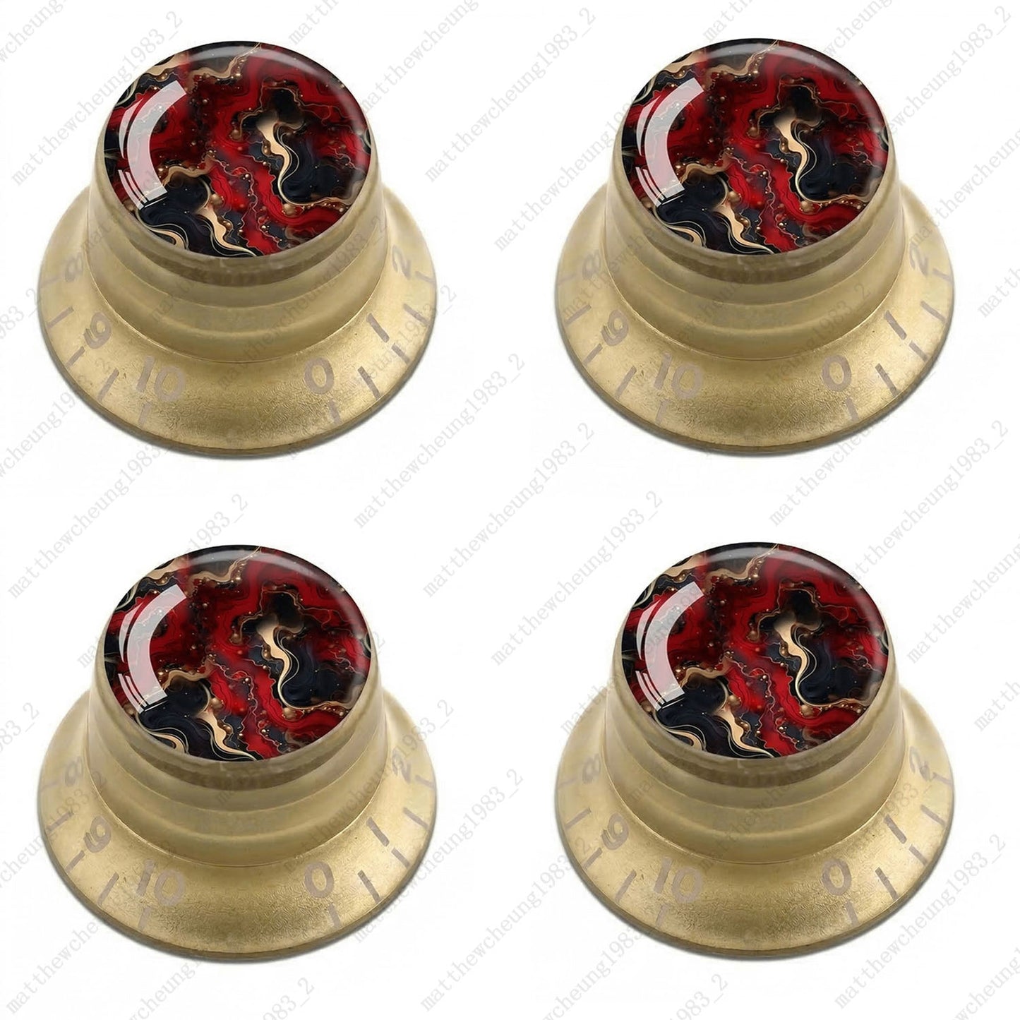 4Pcs Gold Guitar Reflector Knobs For Les Paul SG -10 Abstract Art Style Options