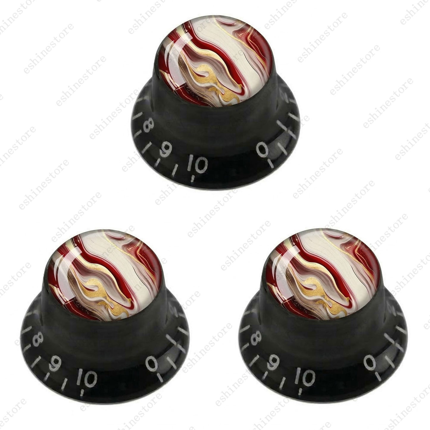 Guitar Reflector Knobs with Abstract Art Cap Top Hat Knobs for Les Paul SG - 04