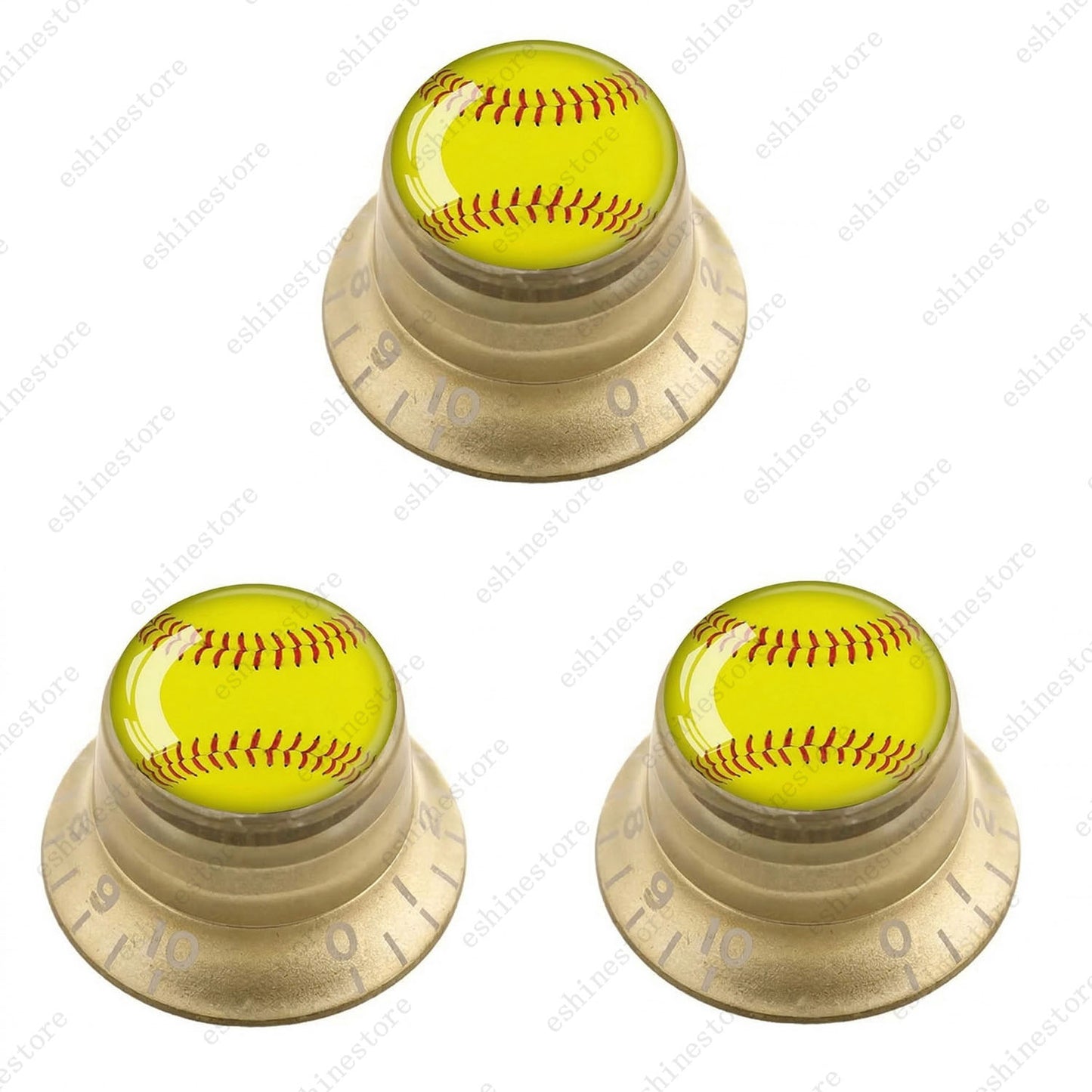 Guitar Reflector Knob w/ Yellow Baseball Design Cap Top Hat Knob for Les Paul SG