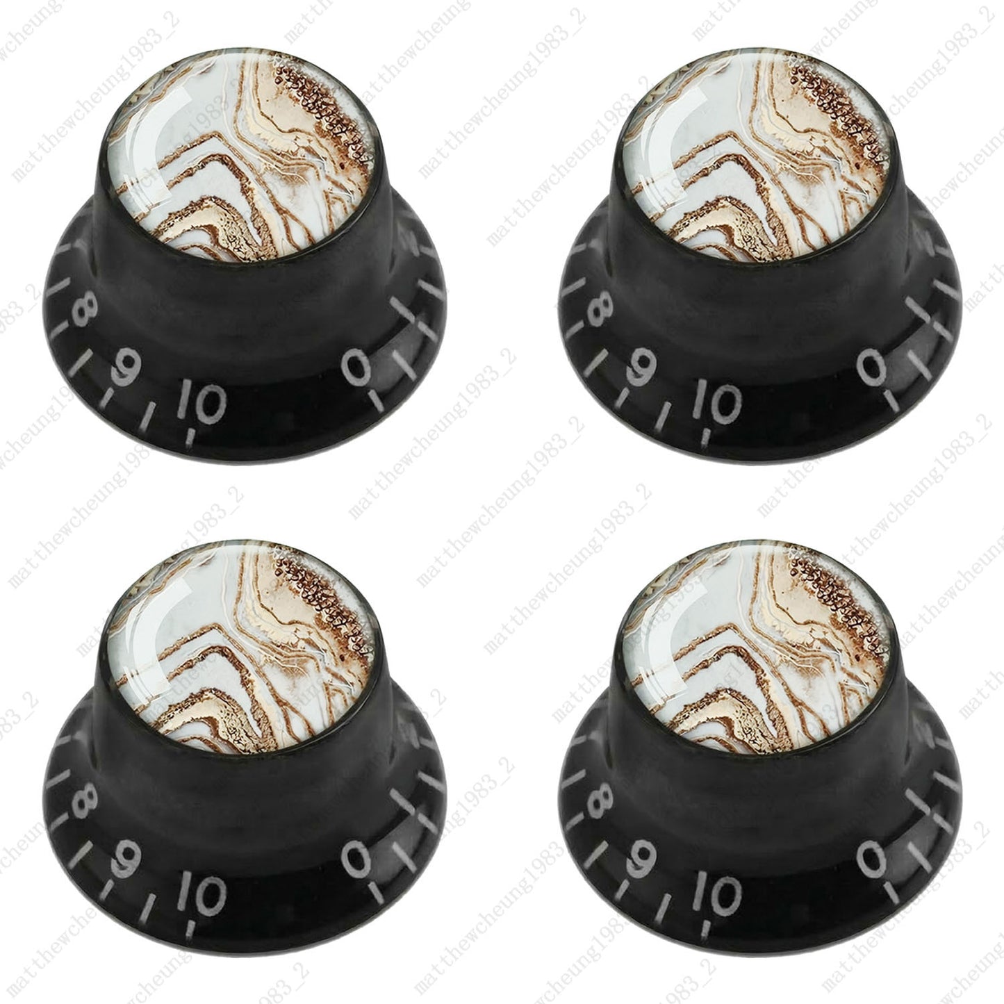 4Pcs Black Guitar Reflector Knob For Les Paul SG -10 Marble Texture Style Option