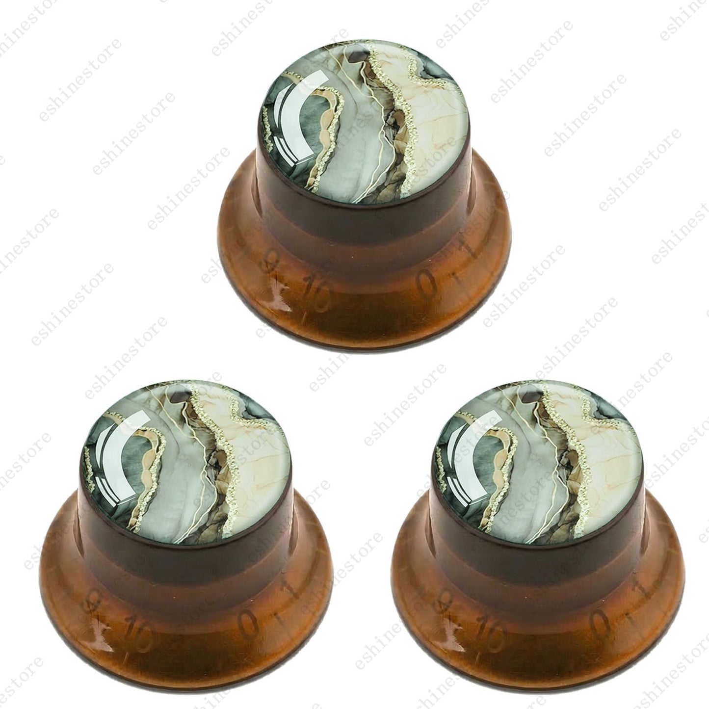 Guitar Reflector Knobs with Marble Texture Cap Top Hat Knob for Les Paul SG - 05