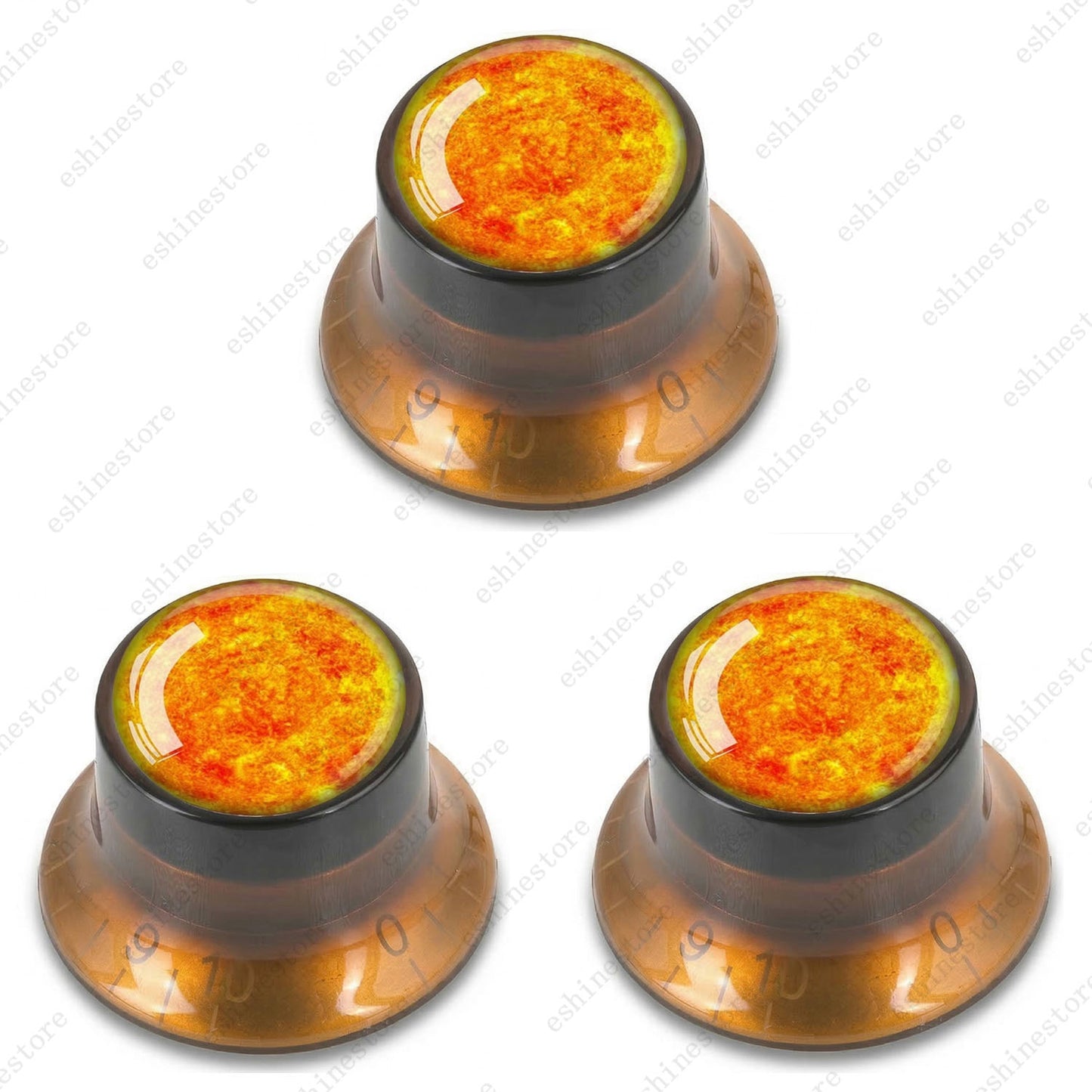 Guitar Reflector Knobs w/ Sun Pattern Design Cap Top Hat Knobs for Les Paul SG