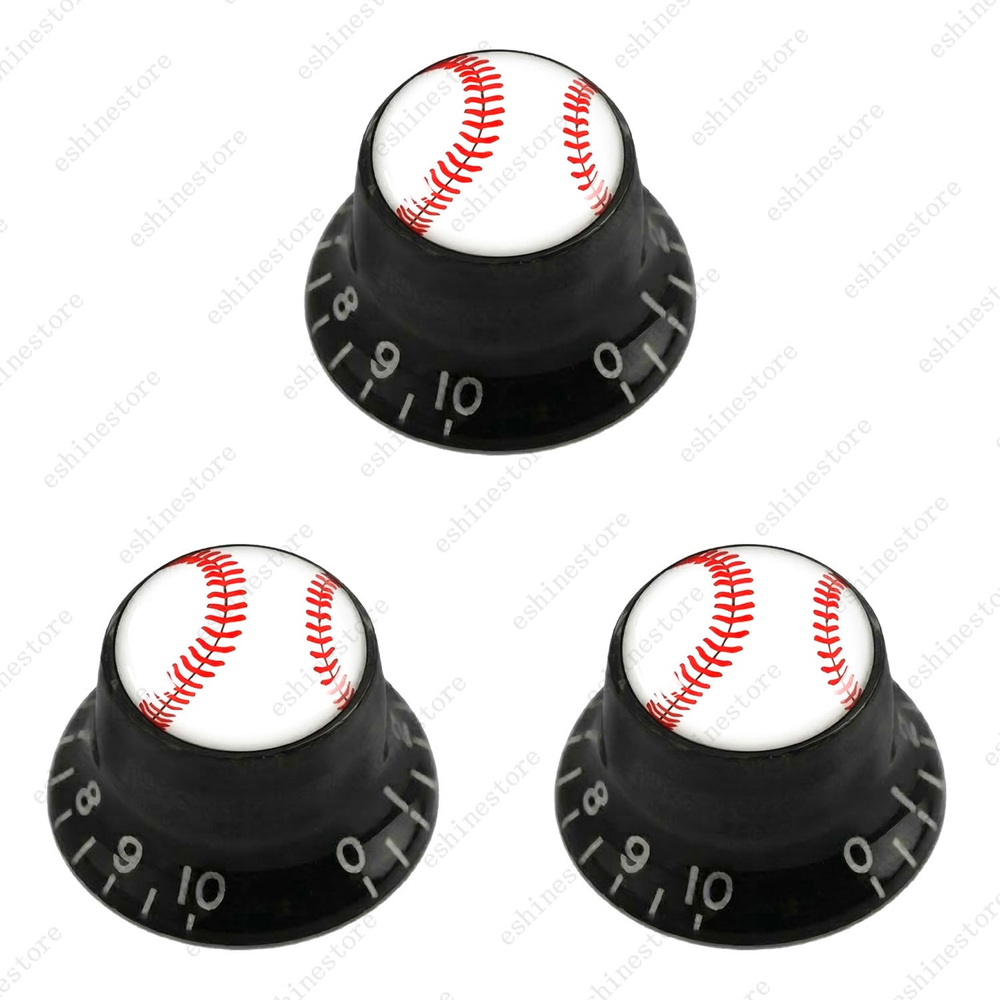 Guitar Reflector Knobs w/ Baseball Design Cap Top Hat Knobs for Les Paul SG