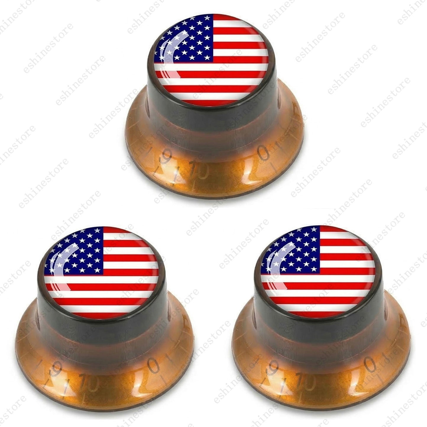 Guitar Reflector Knobs w/ American Flag Design Cap Top Hat Knobs for Les Paul SG