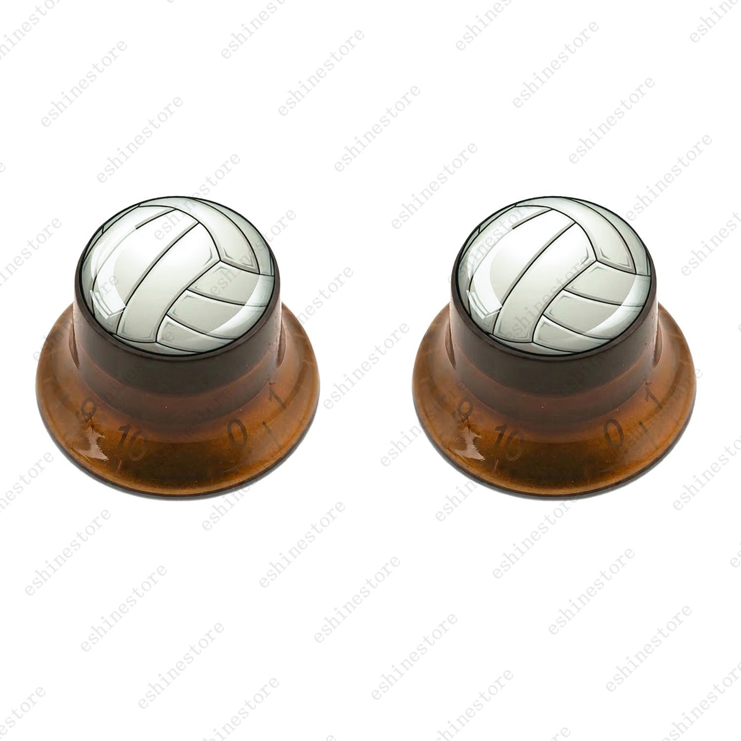 Guitar Reflector Knobs w/ Volleyball Design Cap Top Hat Knobs for Les Paul SG