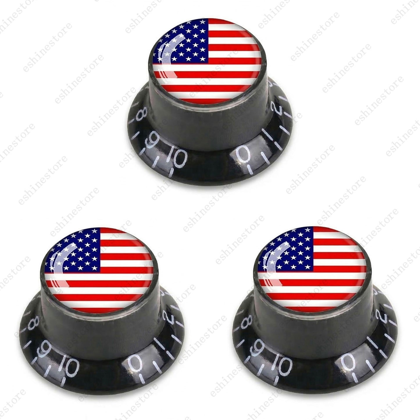 Guitar Reflector Knobs w/ American Flag Design Cap Top Hat Knobs for Les Paul SG