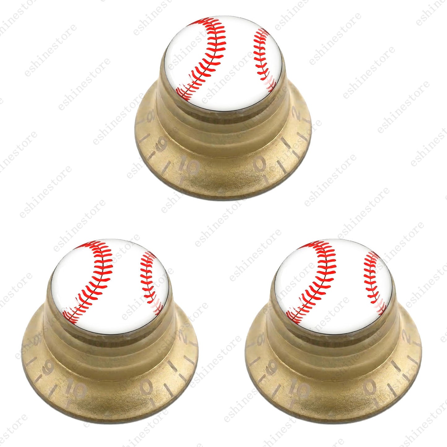 Guitar Reflector Knobs w/ Baseball Design Cap Top Hat Knobs for Les Paul SG