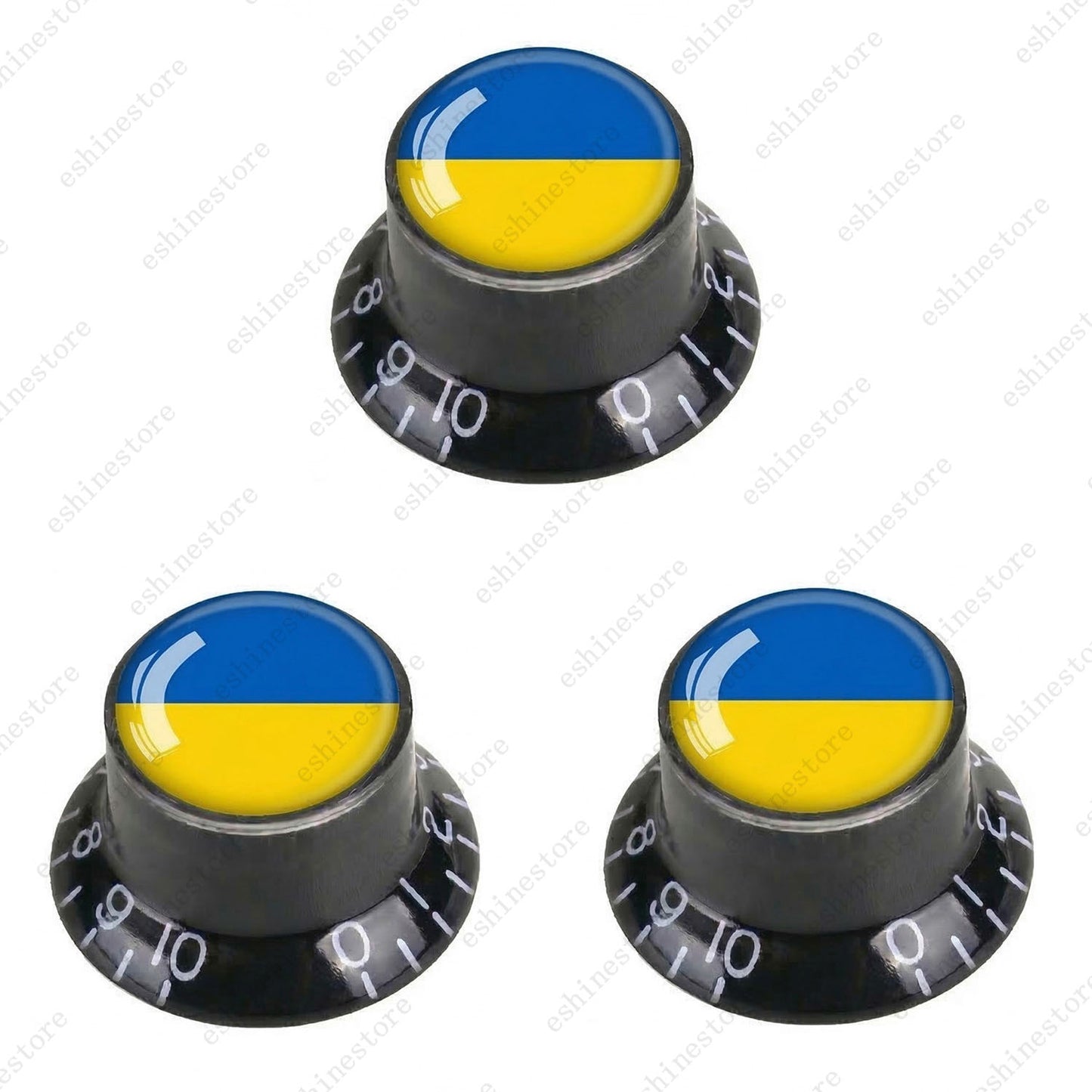Guitar Reflector Knobs w/ Ukrainian Flag Design Cap Top Hat Knob for Les Paul SG