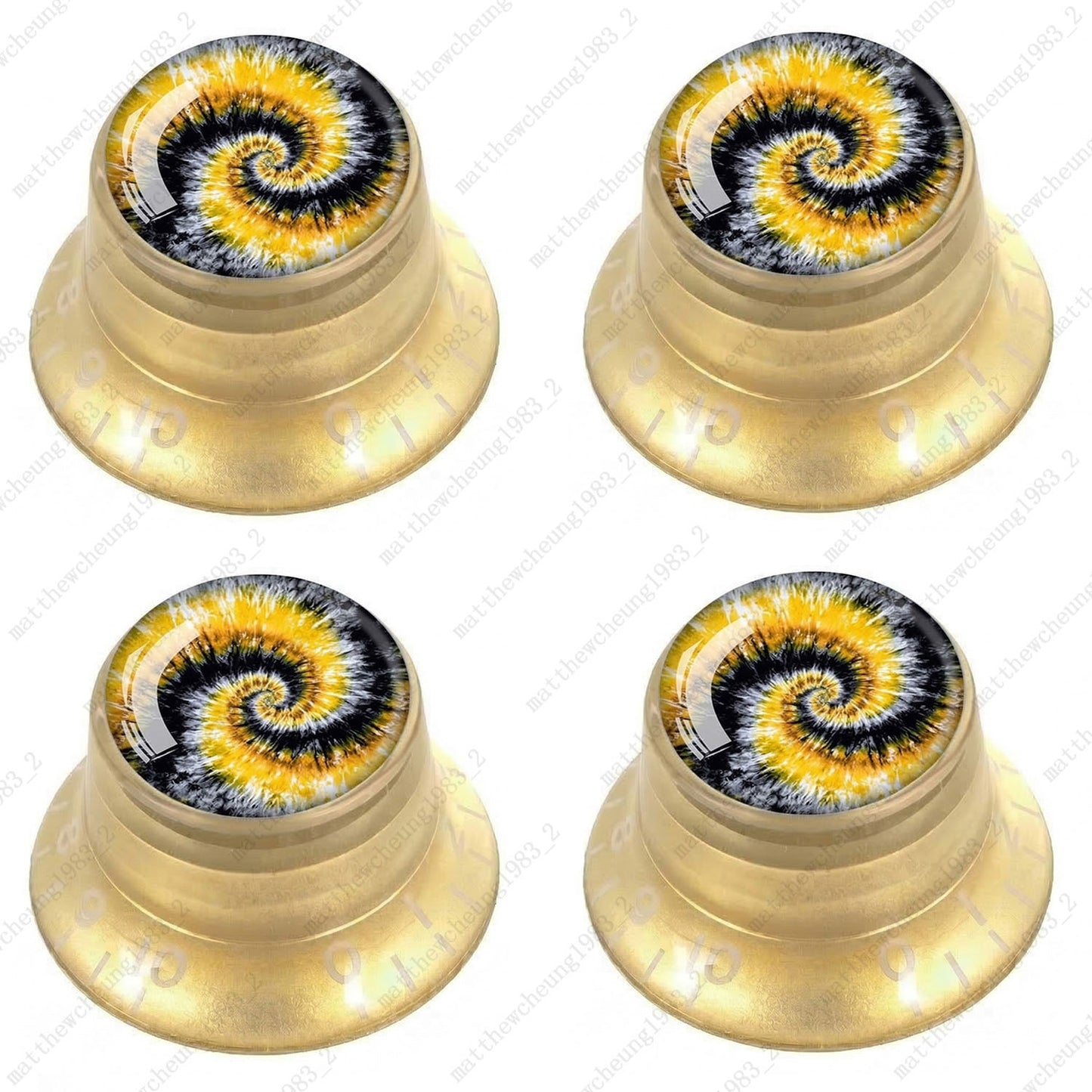 4Pcs Gold Guitar Reflector Knob For Les Paul SG -10 Spiral Tie Dye Style Option