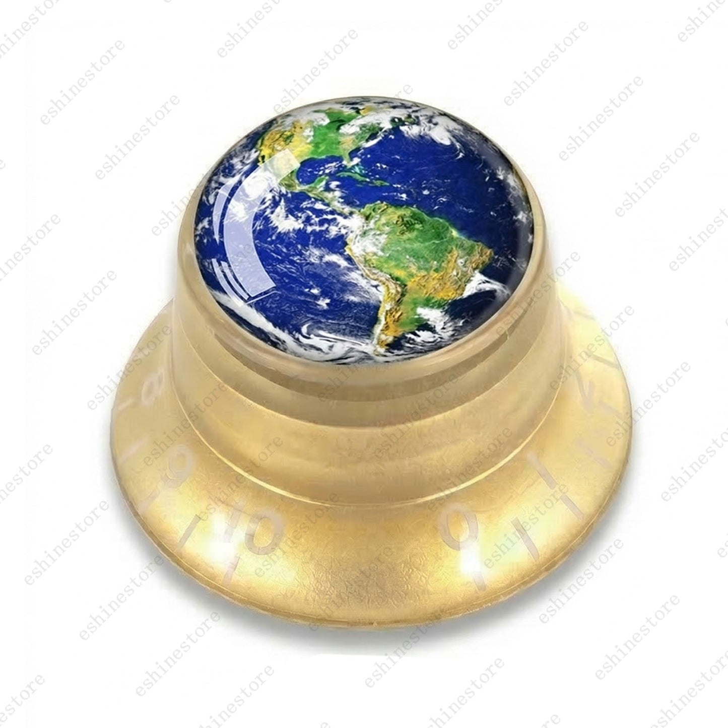 Guitar Reflector Knobs w/ Earth Pattern Design Cap Top Hat Knobs for Les Paul SG