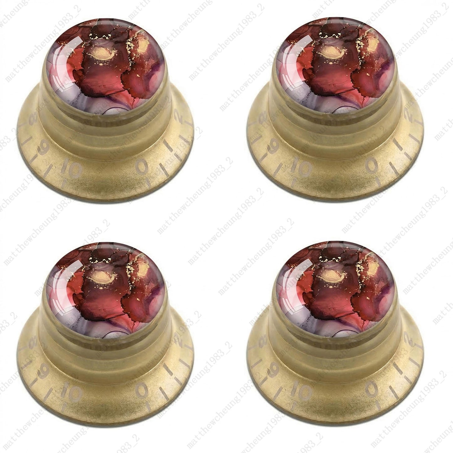 4Pcs Gold Guitar Reflector Knobs For Les Paul SG -10 Abstract Art Style Options