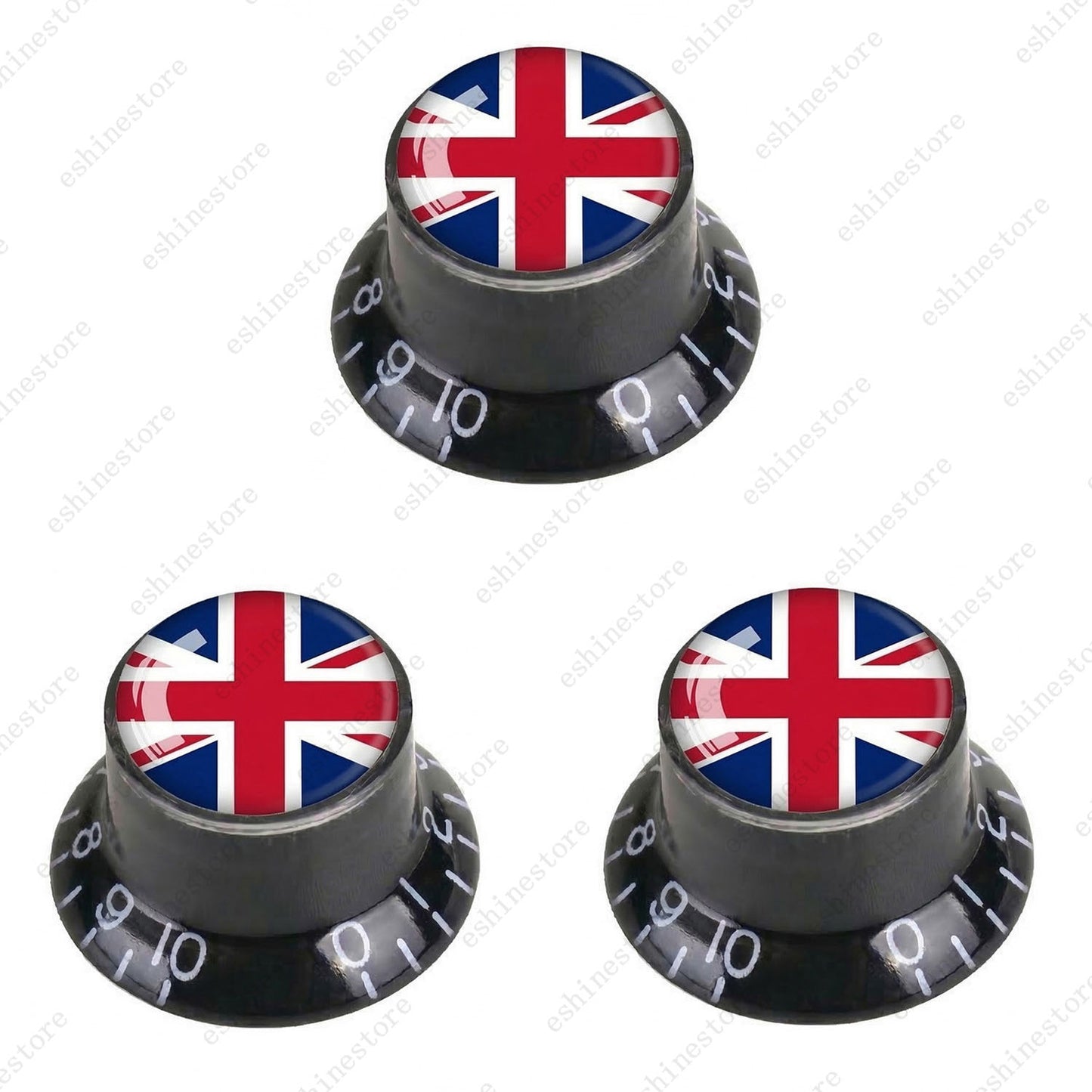 Guitar Reflector Knobs w/ British Flag Design Cap Top Hat Knobs for Les Paul SG