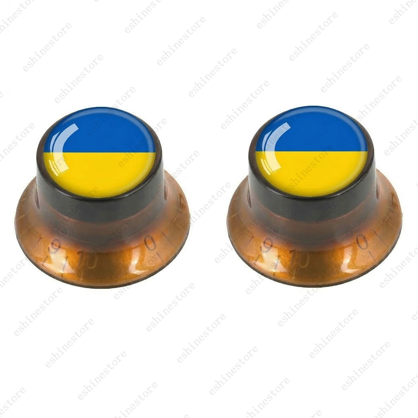 Guitar Reflector Knobs w/ Ukrainian Flag Design Cap Top Hat Knob for Les Paul SG