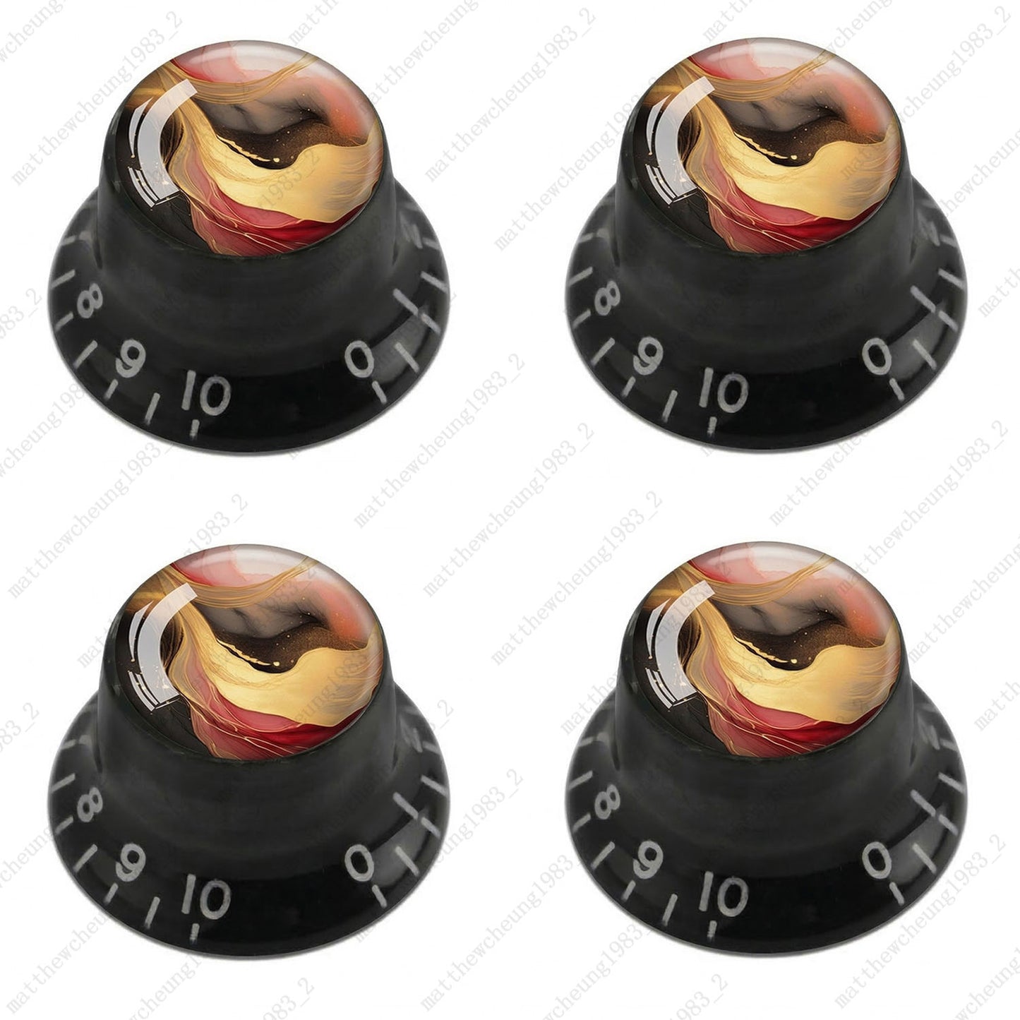 4Pcs Black Guitar Reflector Knobs For Les Paul SG -10 Abstract Art Style Options