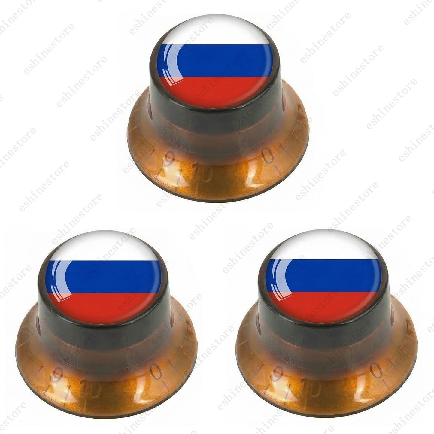 Guitar Reflector Knobs w/ Russian Flag Design Cap Top Hat Knobs for Les Paul SG
