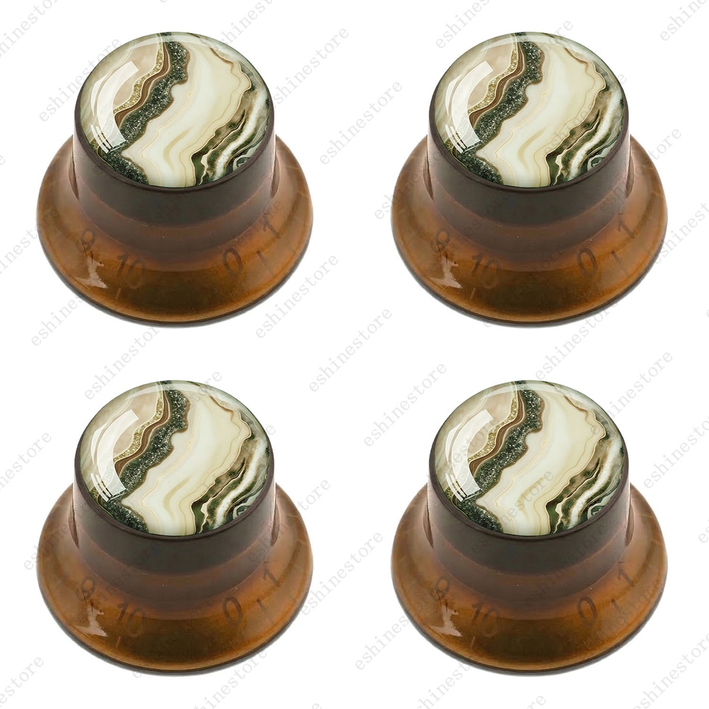 Guitar Reflector Knobs with Marble Texture Cap Top Hat Knob for Les Paul SG - 08