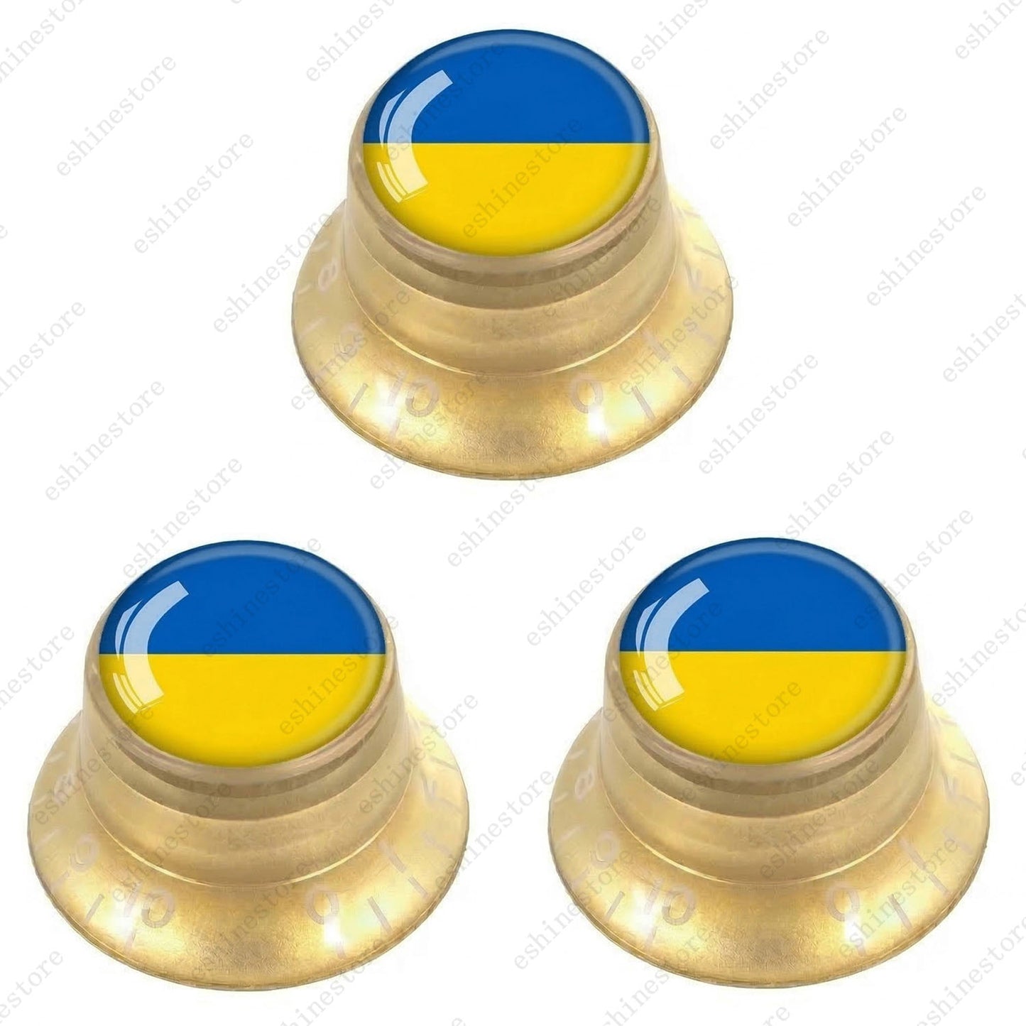Guitar Reflector Knobs w/ Ukrainian Flag Design Cap Top Hat Knob for Les Paul SG