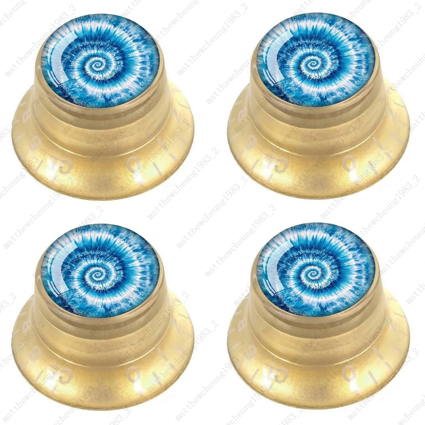 4Pcs Gold Guitar Reflector Knob For Les Paul SG -10 Spiral Tie Dye Style Option