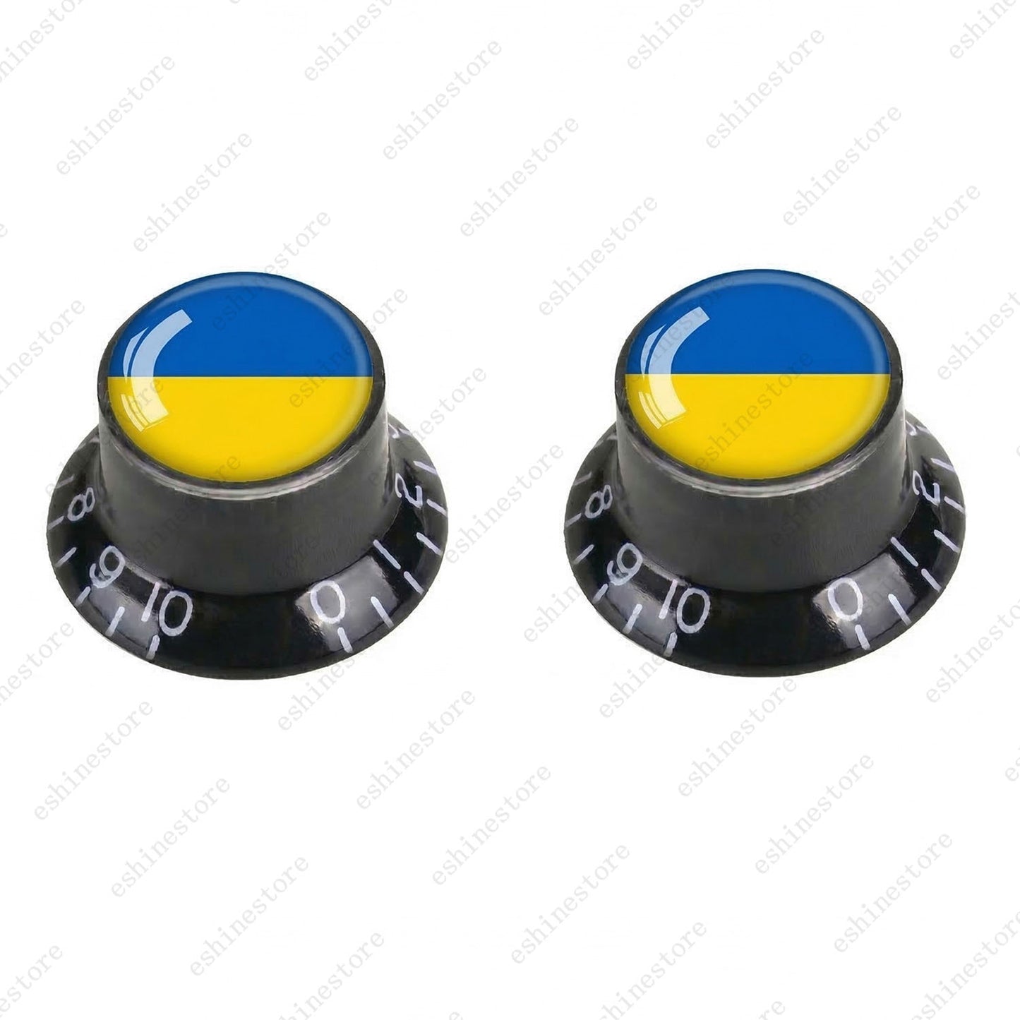 Guitar Reflector Knobs w/ Ukrainian Flag Design Cap Top Hat Knob for Les Paul SG