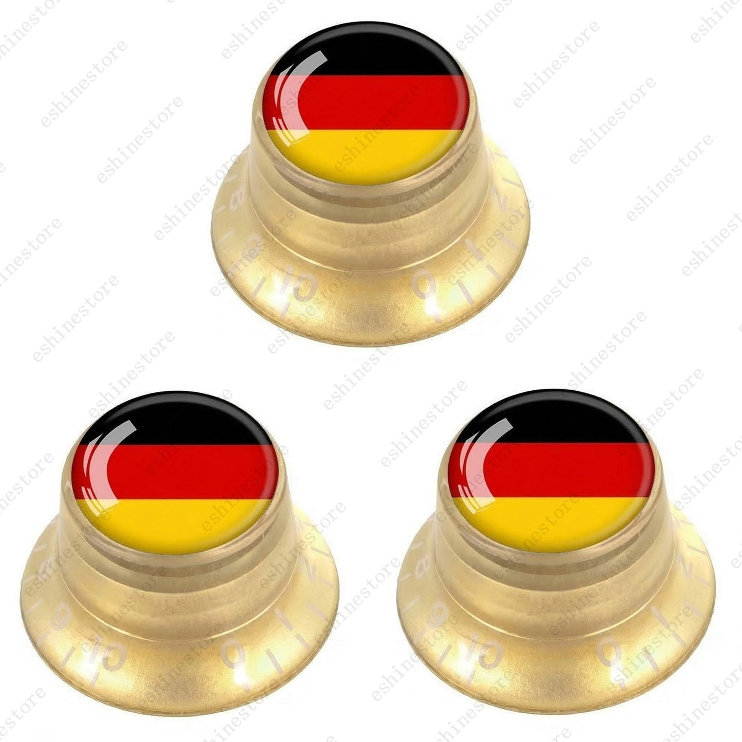 Guitar Reflector Knobs w/ Germany Flag Design Cap Top Hat Knobs for Les Paul SG