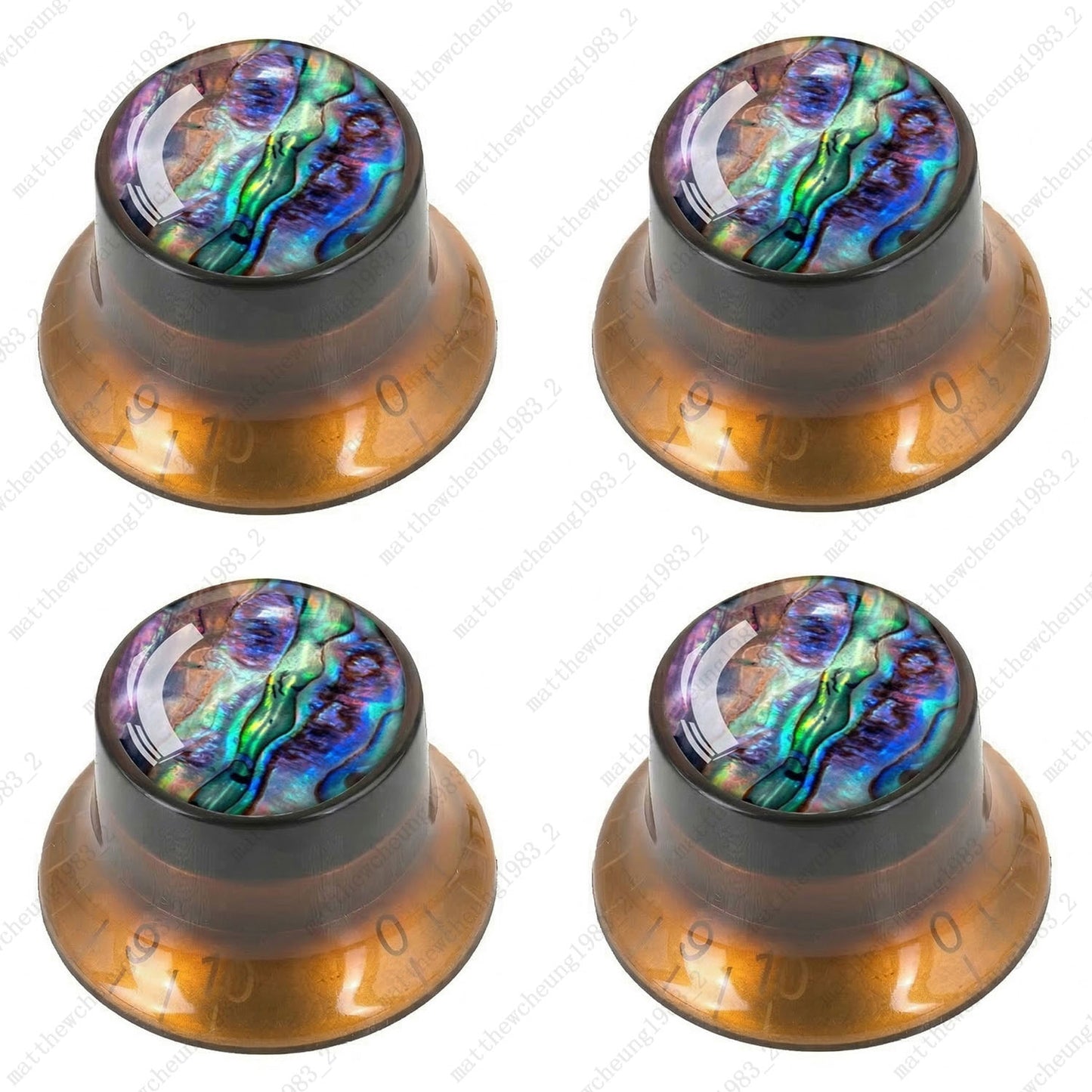 4Pcs Amber Guitar Reflector Knos For Les Paul SG -10 Seashell Pattern Options