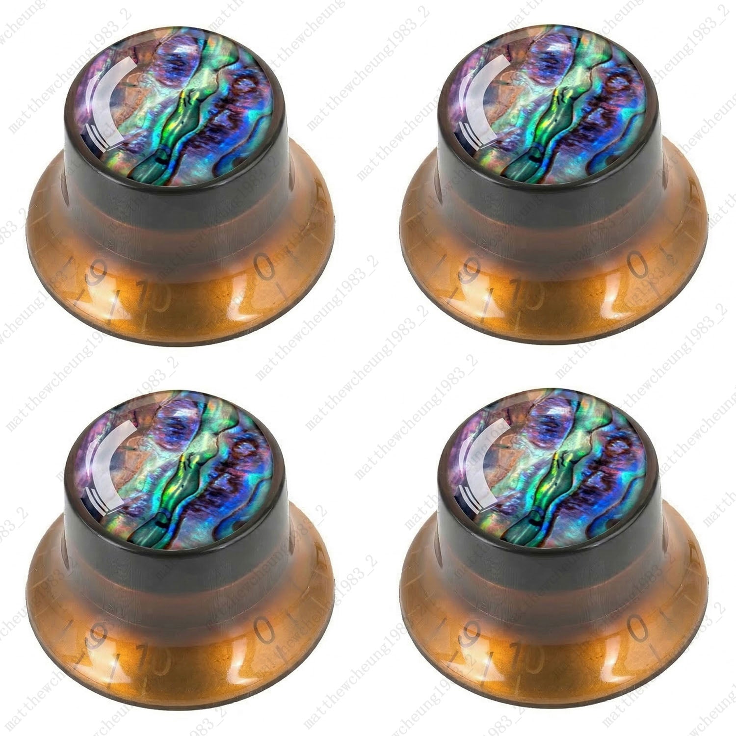 4Pcs Amber Guitar Reflector Knos For Les Paul SG -10 Seashell Pattern Options