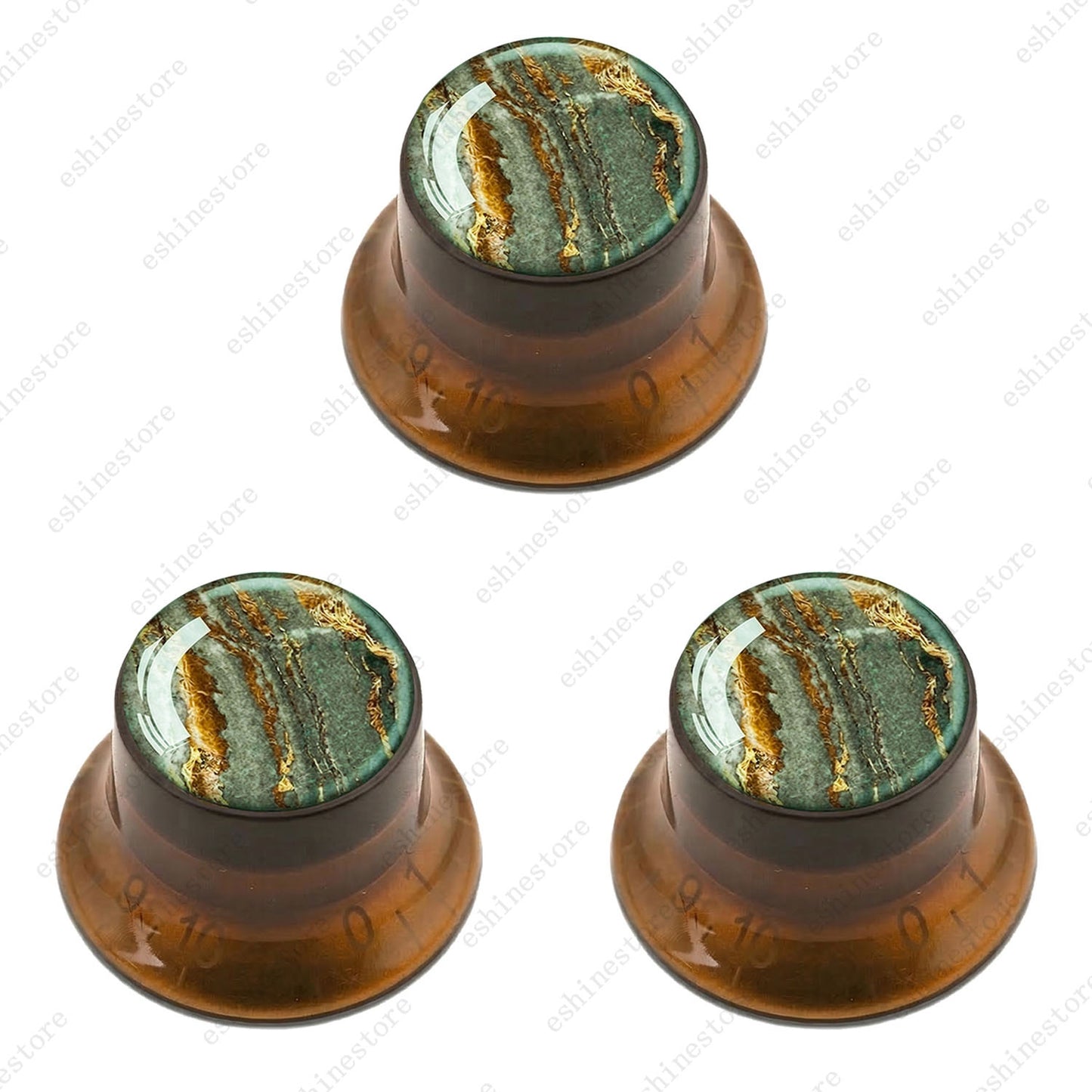 Guitar Reflector Knobs with Marble Texture Cap Top Hat Knob for Les Paul SG - 04