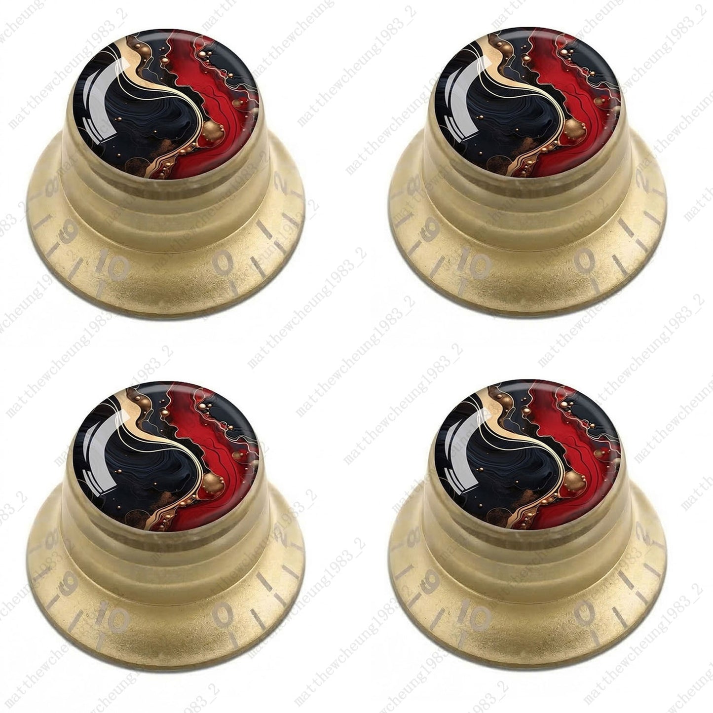4Pcs Gold Guitar Reflector Knobs For Les Paul SG -10 Abstract Art Style Options