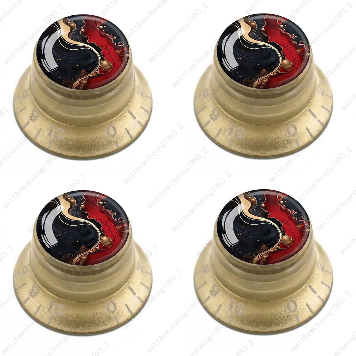 4Pcs Gold Guitar Reflector Knobs For Les Paul SG -10 Abstract Art Style Options