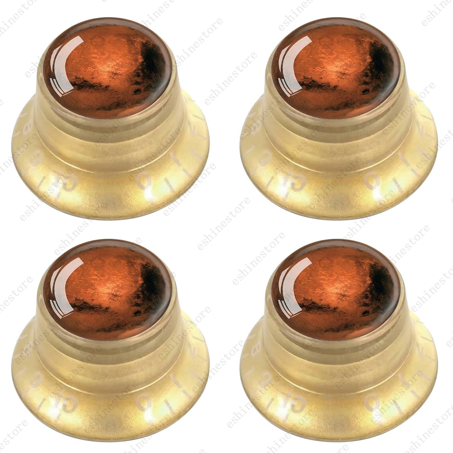 Guitar Reflector Knob with Mars Pattern Design Cap Top Hat Knob for Les Paul SG