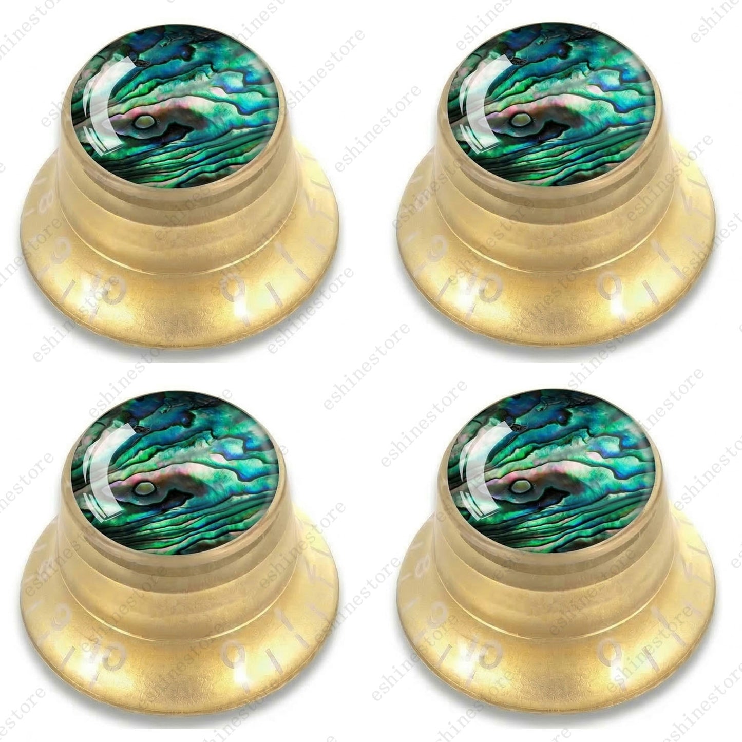 Guitar Reflector Knob with Seashell Pattern Cap Top Hat Knob for Les Paul SG -10
