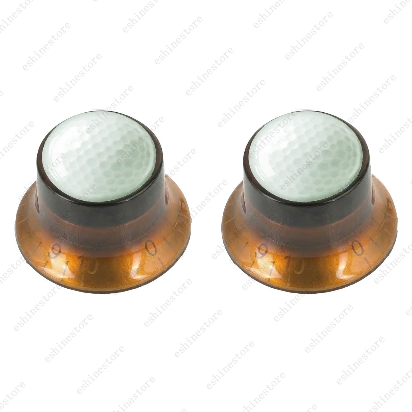 Electric Guitar Reflector Knobs w/ Golf Design Cap Top Hat Knobs for Les Paul SG