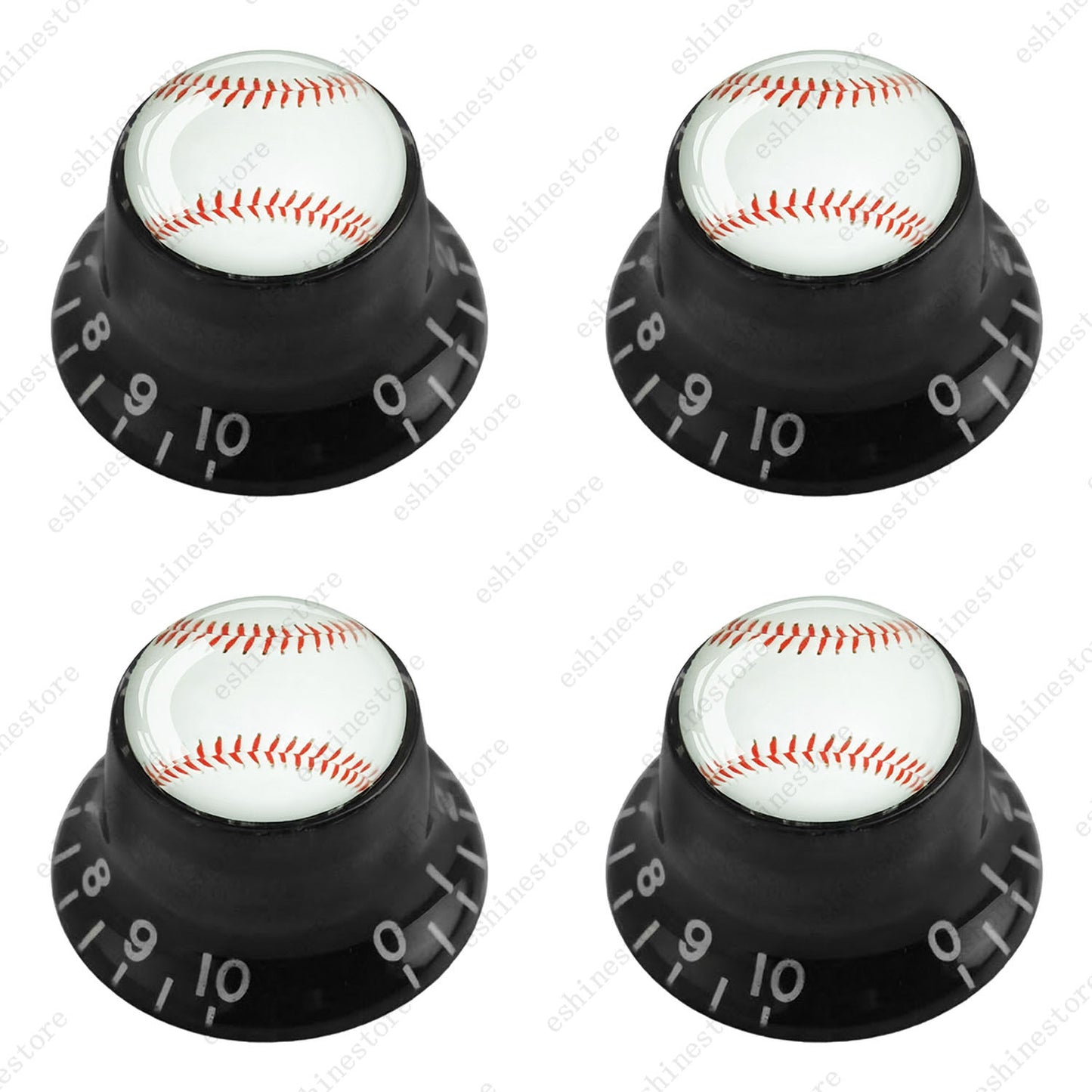 Guitar Reflector Knobs w/ White Baseball Design Cap Top Hat Knob for Les Paul SG