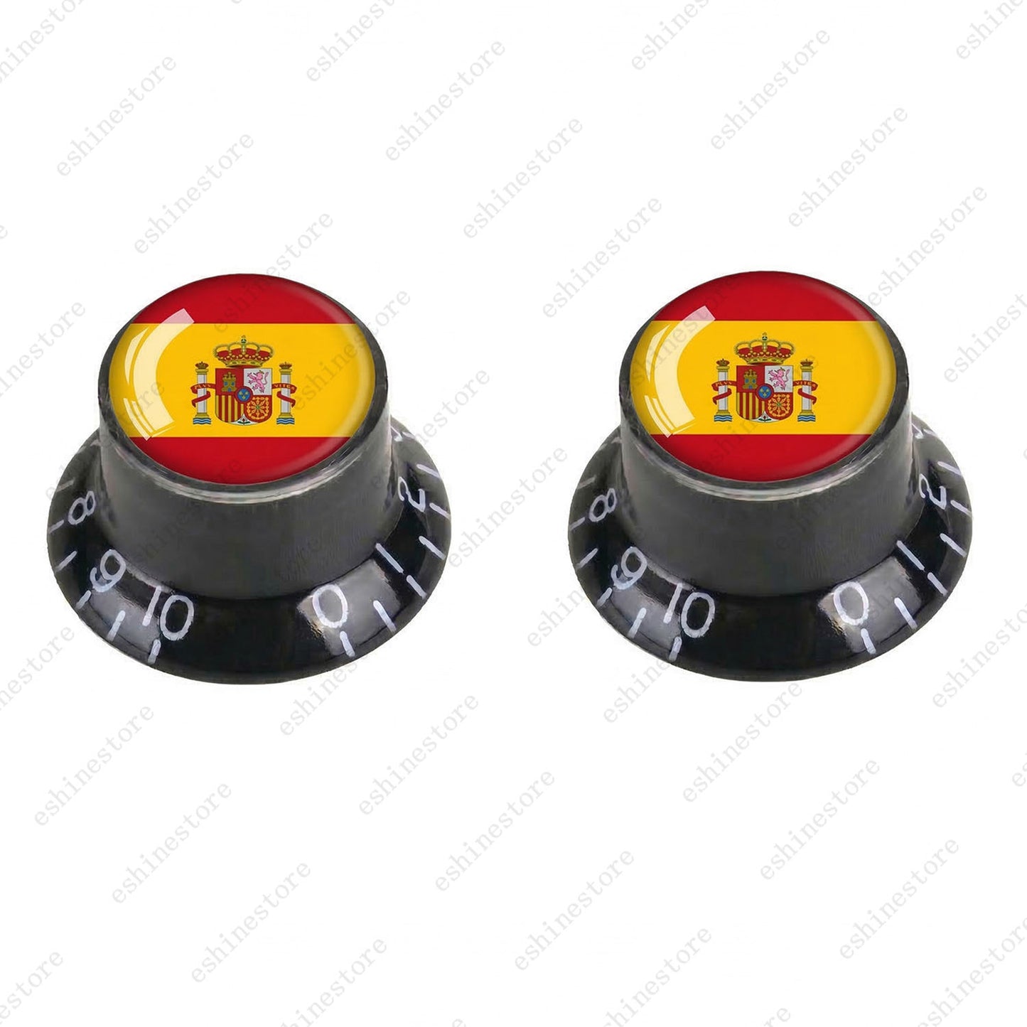 Guitar Reflector Knobs w/ Spanish Flag Design Cap Top Hat Knobs for Les Paul SG