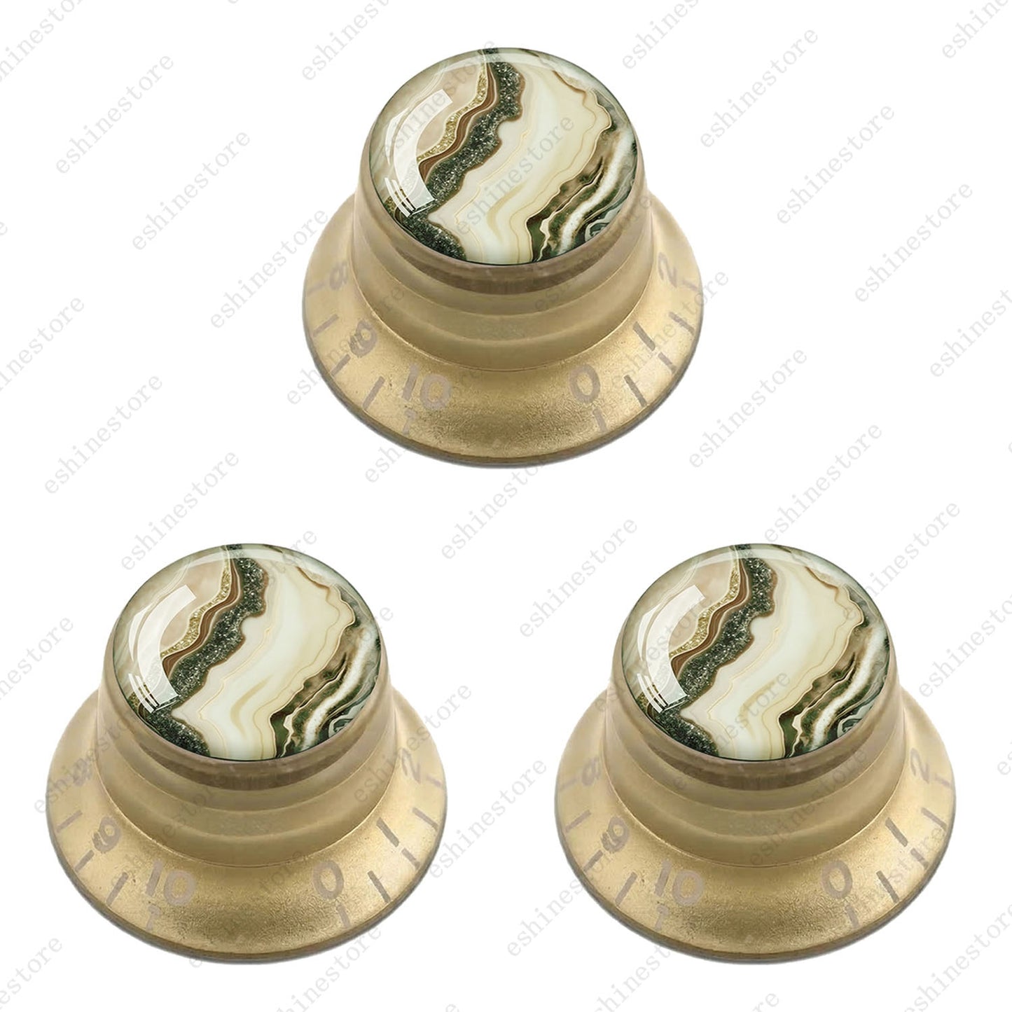Guitar Reflector Knobs with Marble Texture Cap Top Hat Knob for Les Paul SG - 08
